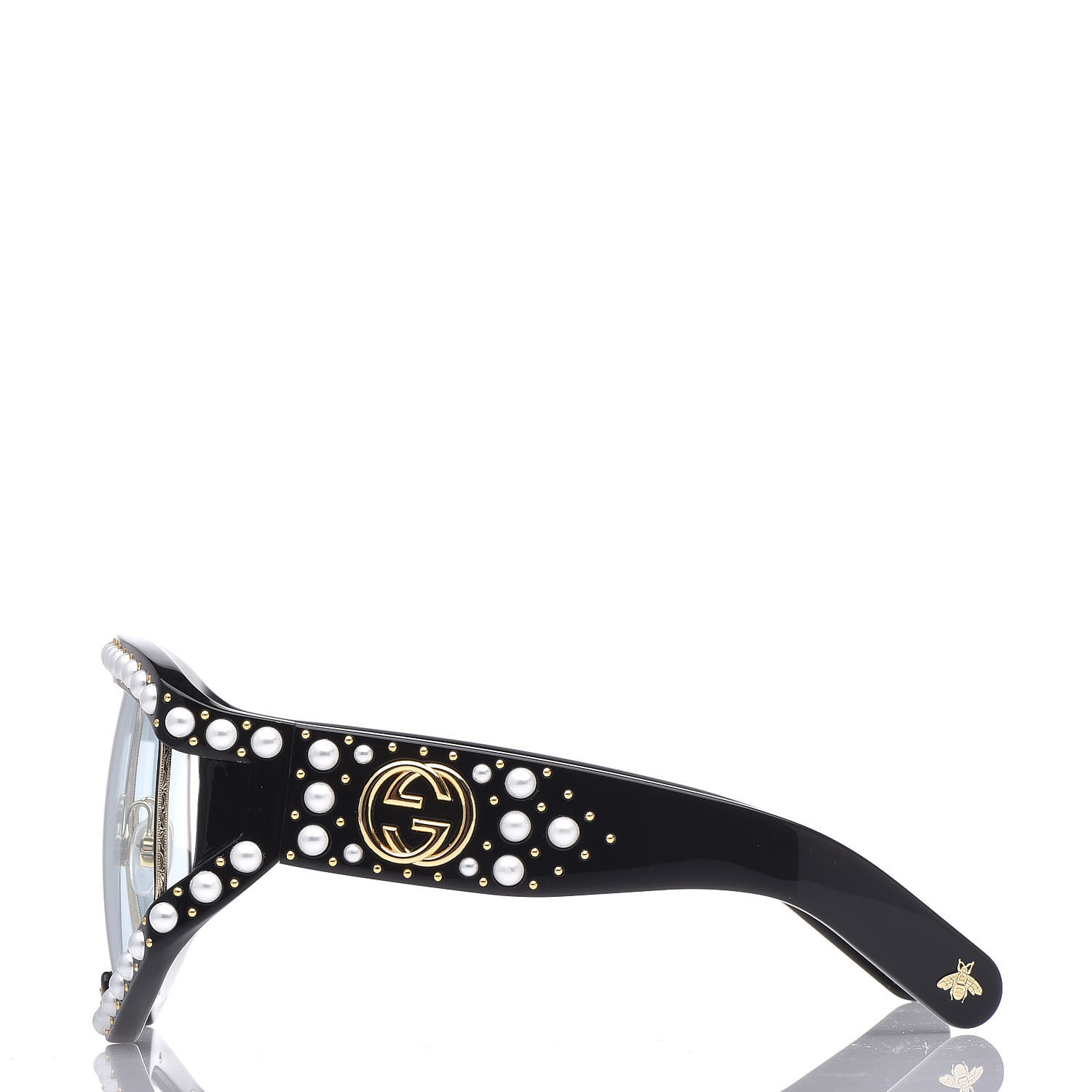 Gucci Acetate Pearl Rectangular Frame Sunglasses Gg0234s Black 433533