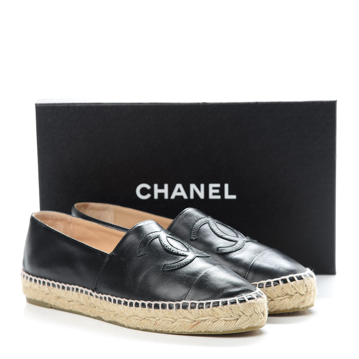 CHANEL Lambskin CC Espadrilles 39 Black 472628 | FASHIONPHILE