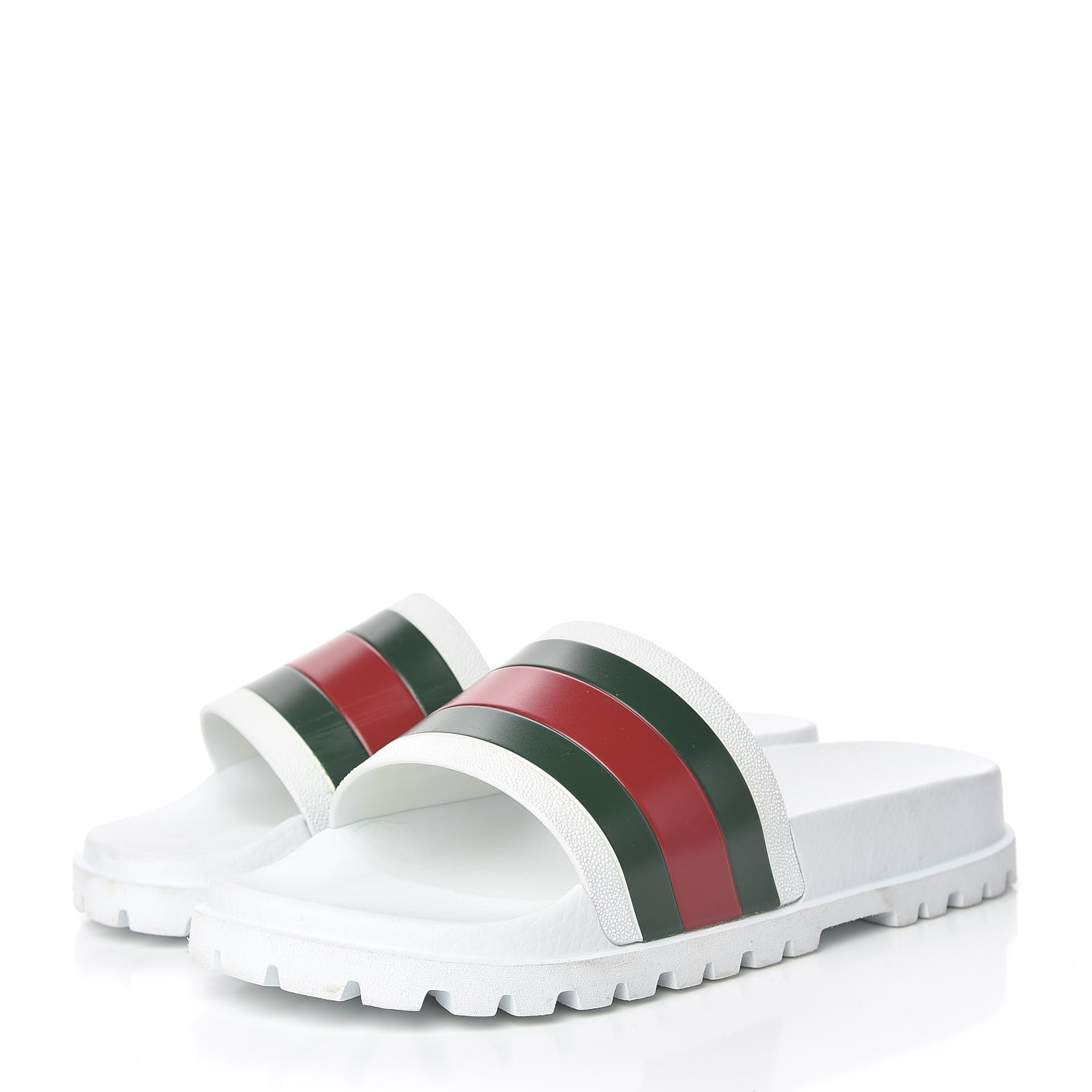 GUCCI Rubber Mens Web Slide Sandals 6 White 471072 | FASHIONPHILE