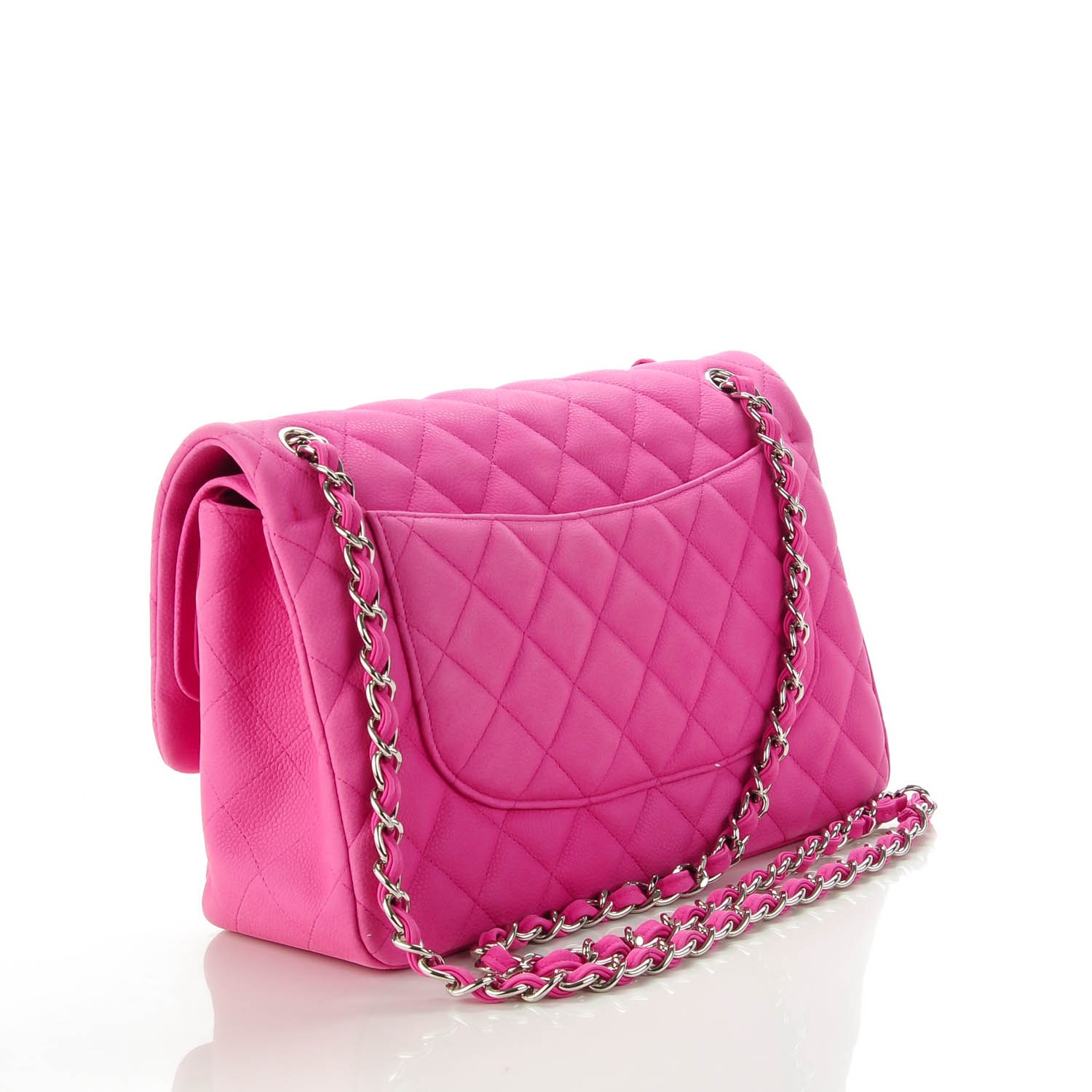 CHANEL Iridescent Caviar Quilted Jumbo Double Flap Pink 136046