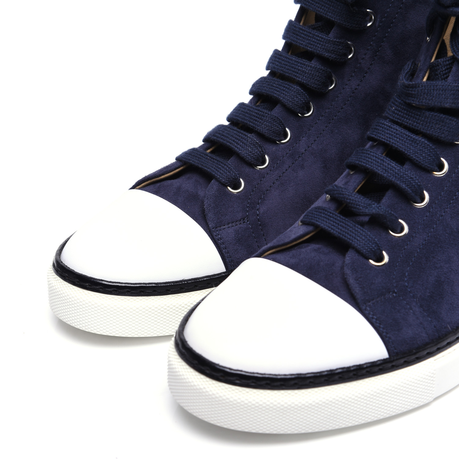 HERMES Suede Mens Jimmy High Top Sneakers 40.5 Navy Blue 718558 ...