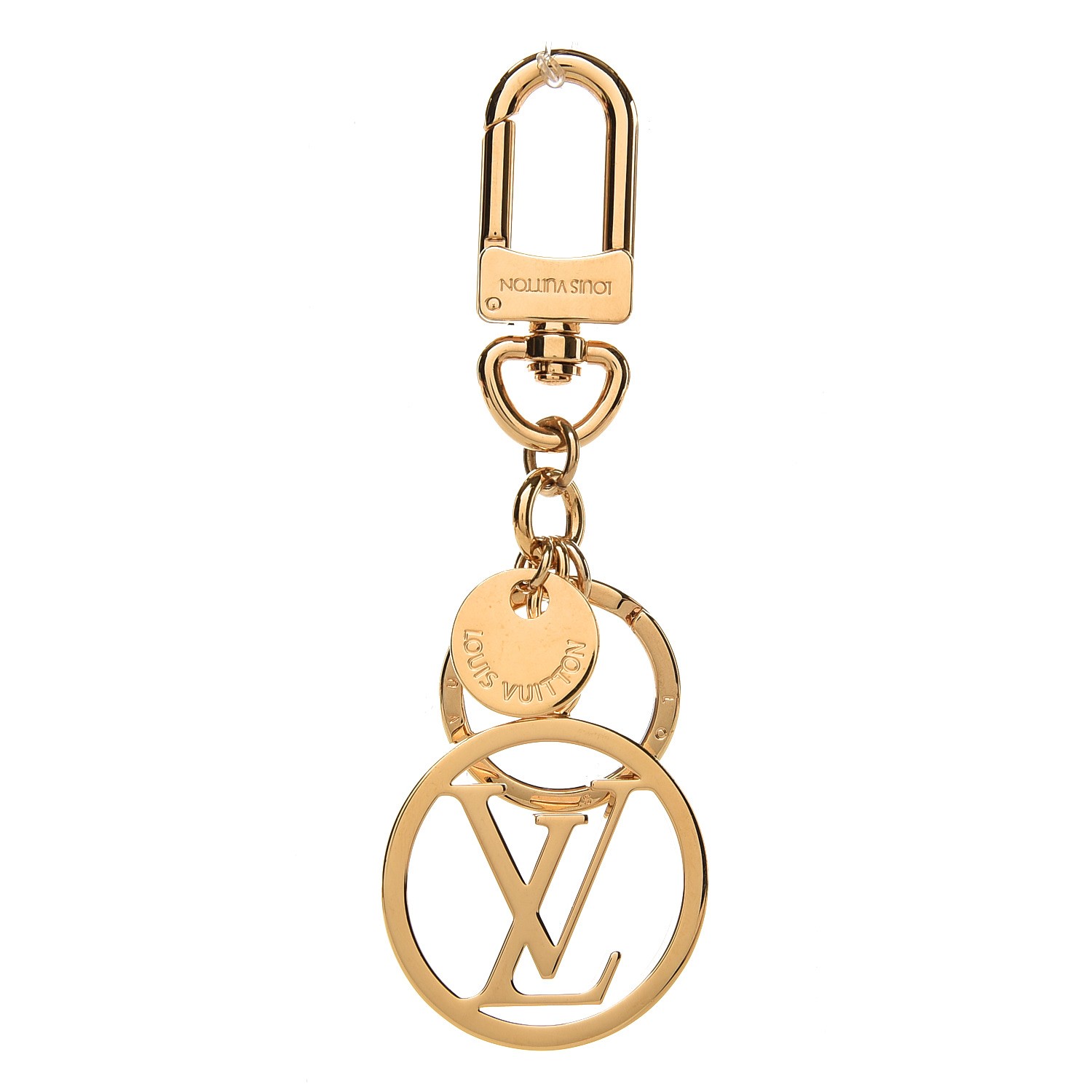 Louis Vuitton Authentic Metal Gold Porte Cles LV Facettes Key Chain Bag  Charm LV