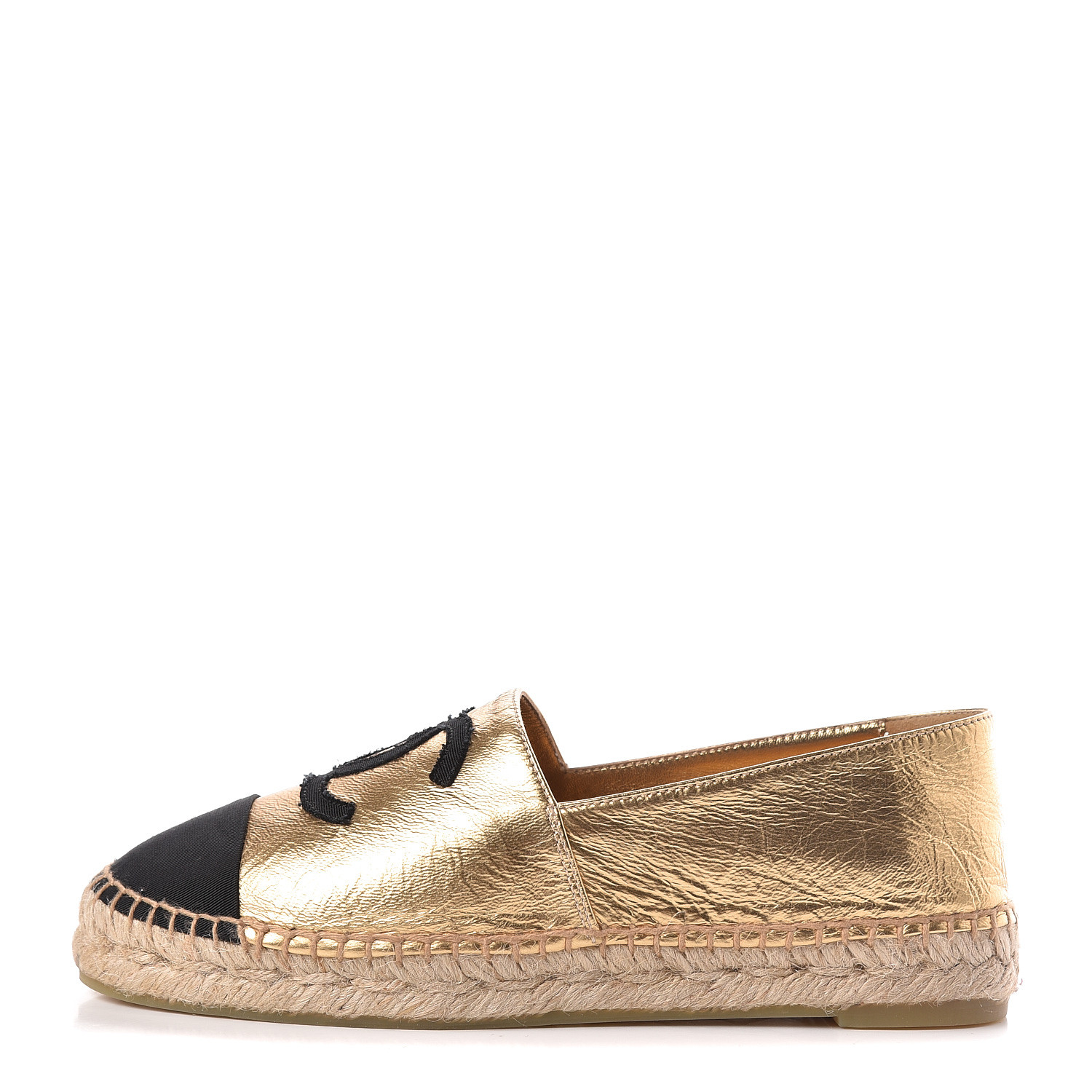 chanel espadrilles gold and black