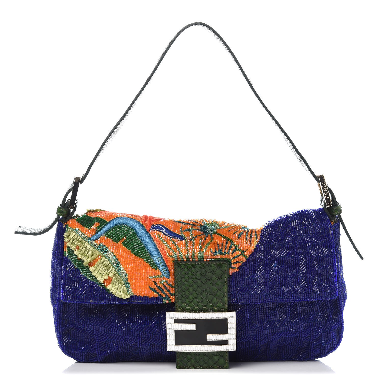 FENDI Beaded Zucca Embroidered Mini Baguette Multicolor 326131