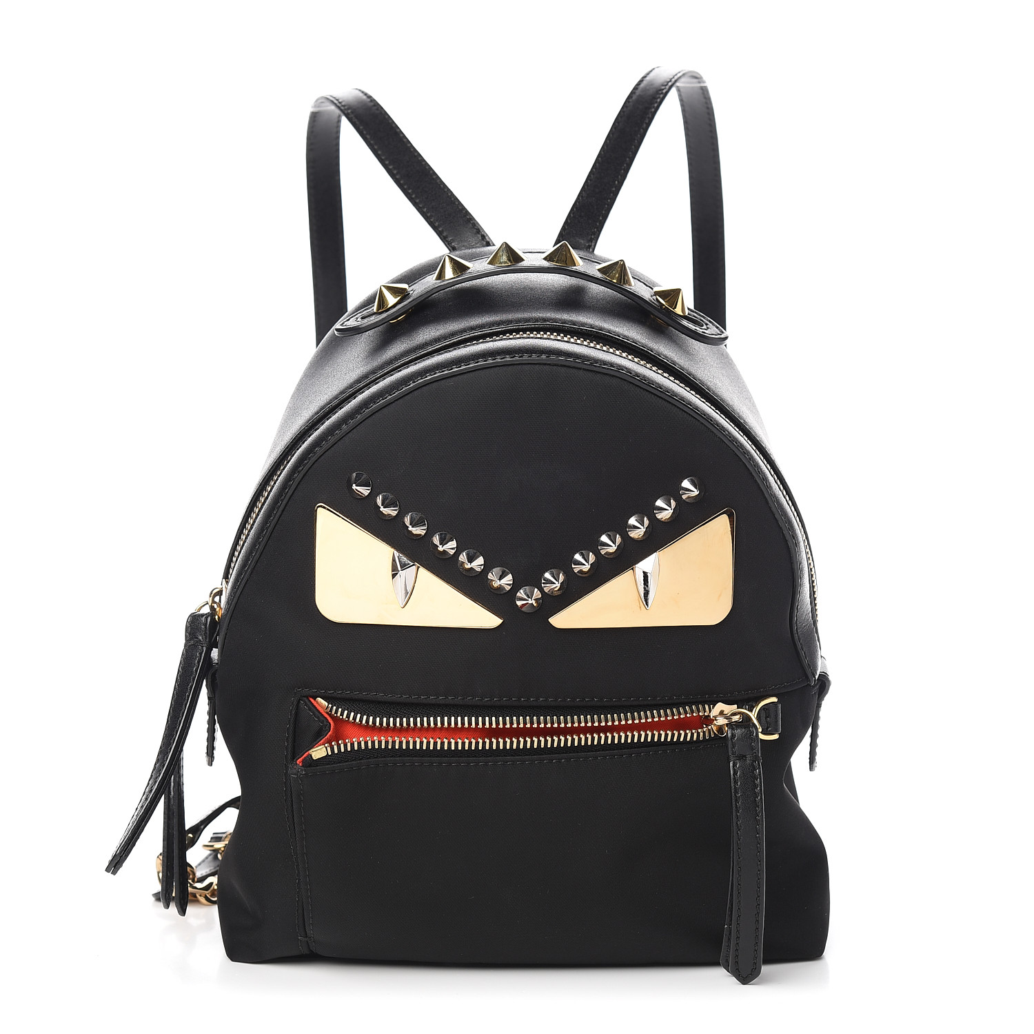FENDI Calfskin Monster Studded Mini Backpack Black 532092 | FASHIONPHILE