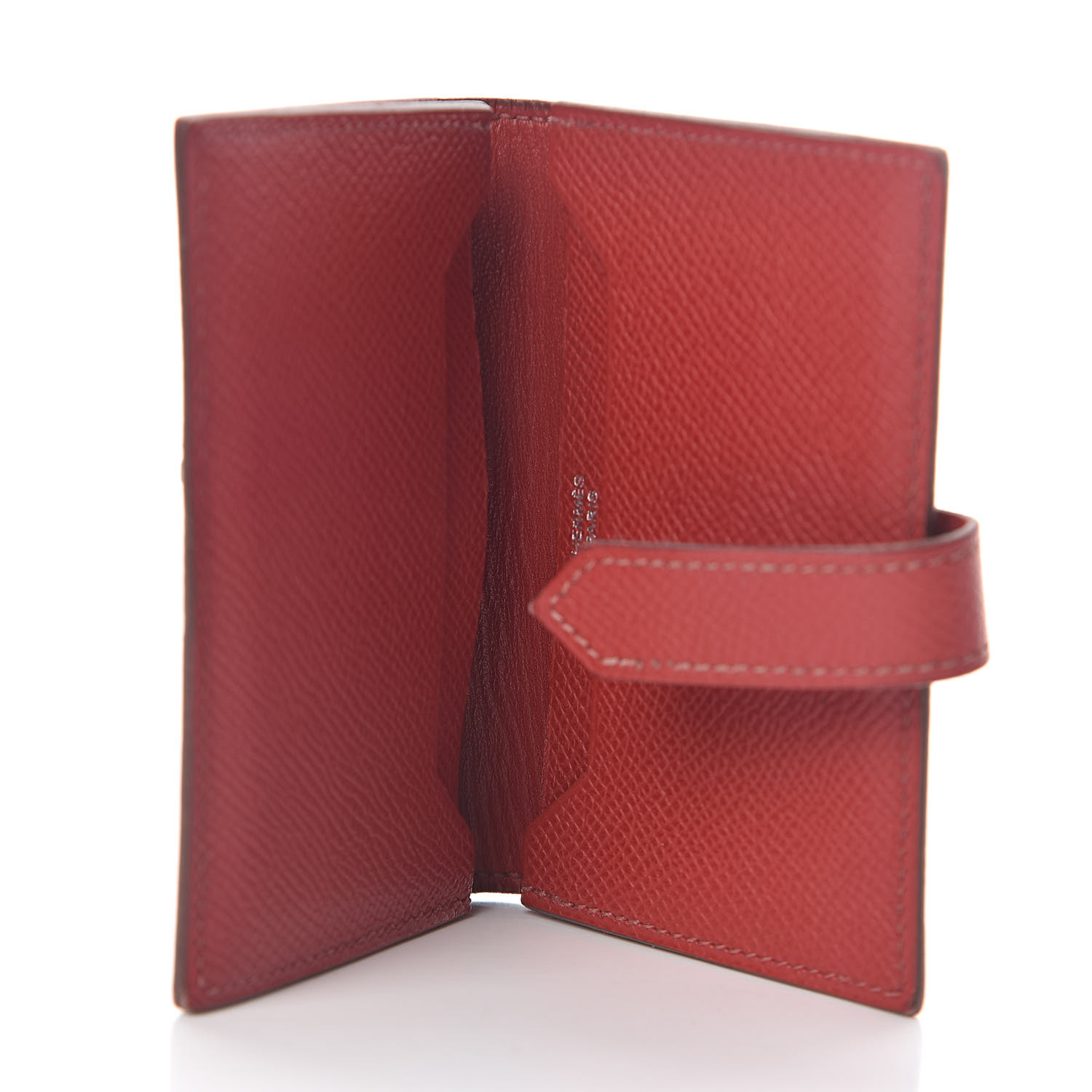 HERMES Epsom Bearn Card Holder Wallet Rouge Grenat 483783 | FASHIONPHILE