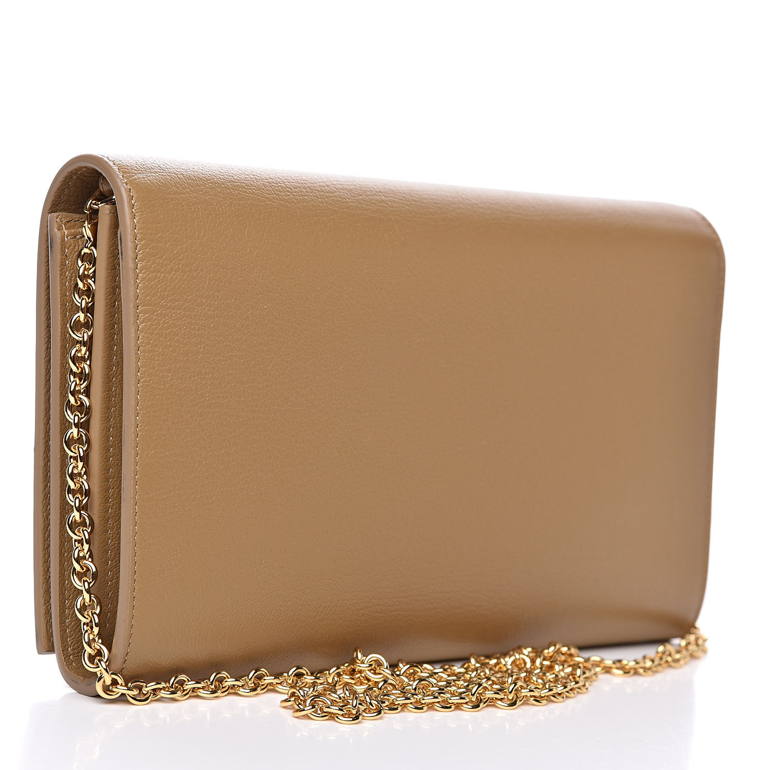 SAINT LAURENT Calfskin Belle de Jour Chain Clutch Beige 520541