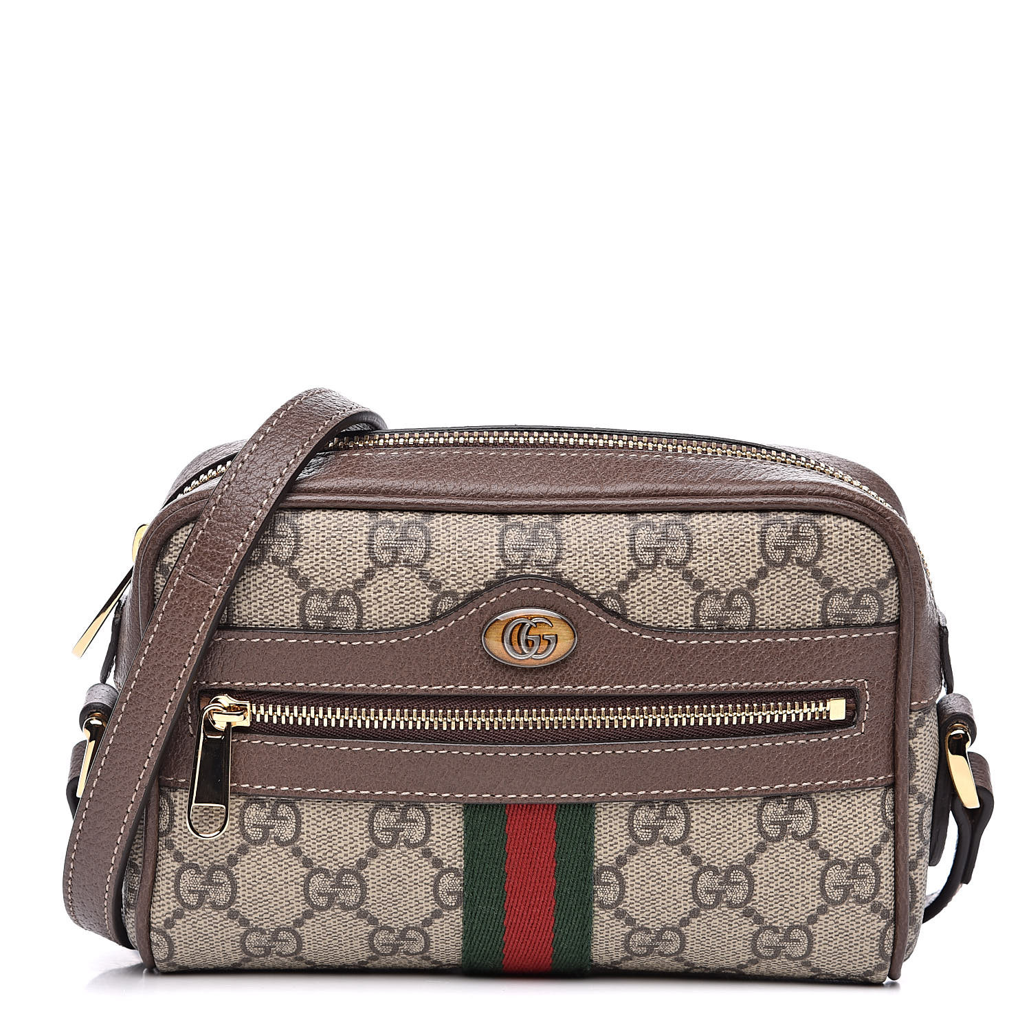 GUCCI GG Supreme Monogram Web Mini Ophidia Shoulder Bag Brown 521130 ...