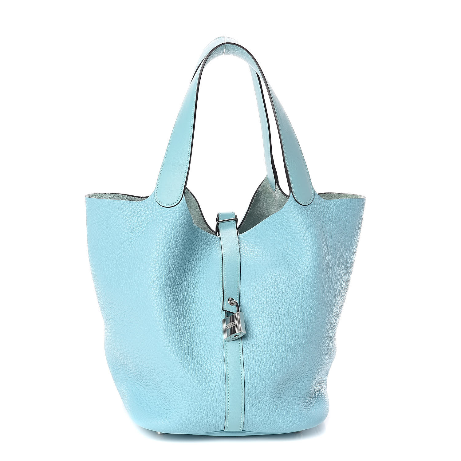 HERMES Taurillon Clemence Picotin 26 GM Blue Atoll 522136