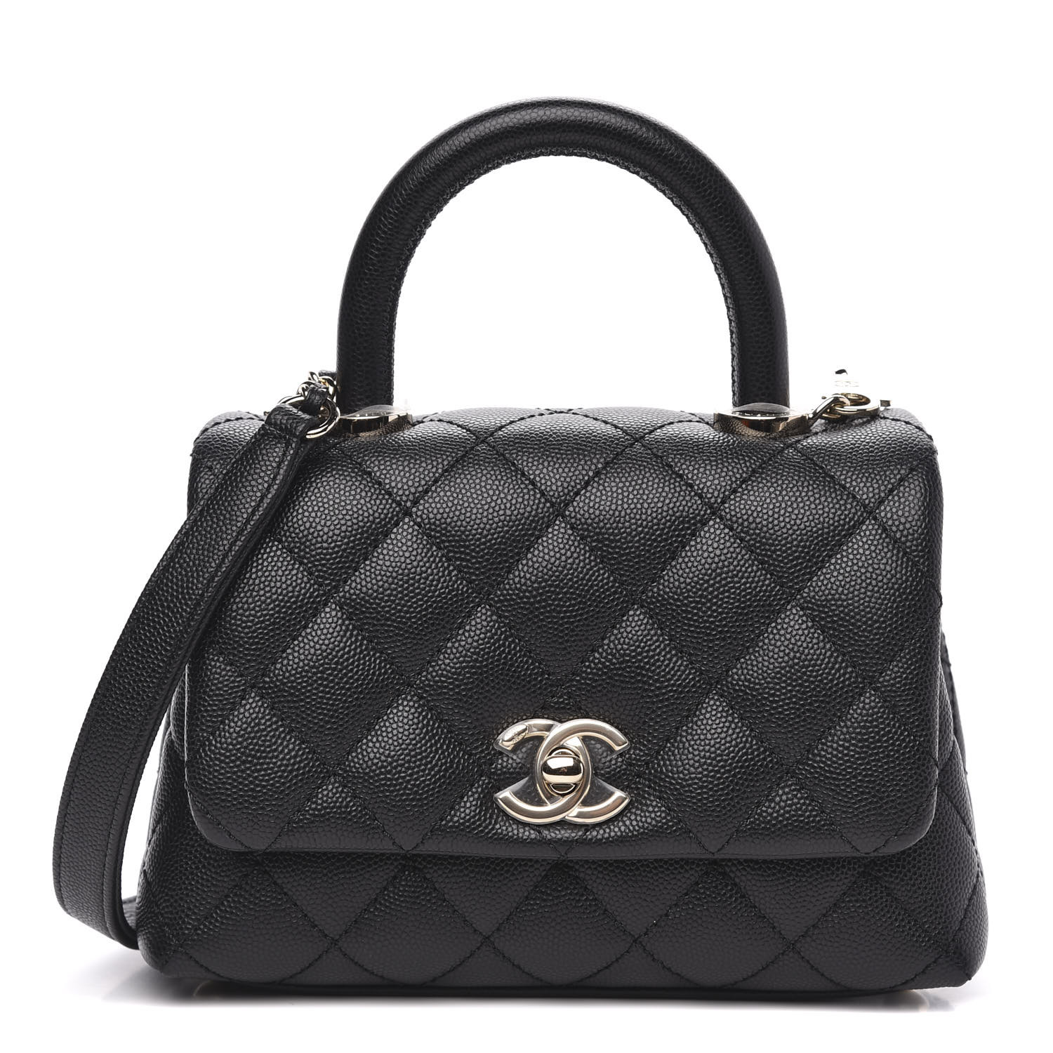 chanel caviar quilted small coco handle flap black