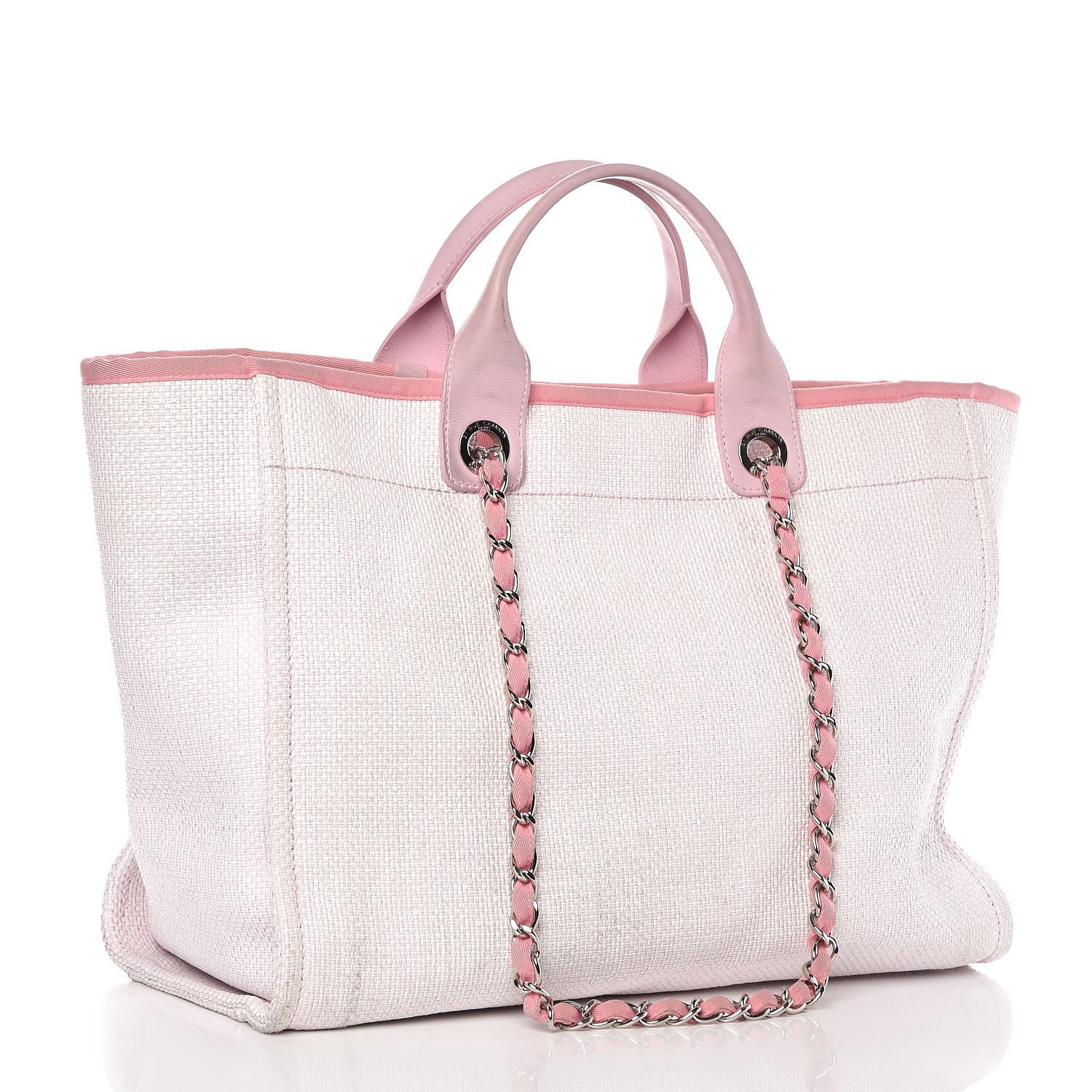 CHANEL Woven Straw Raffia Large Deauville Tote Pink 305697