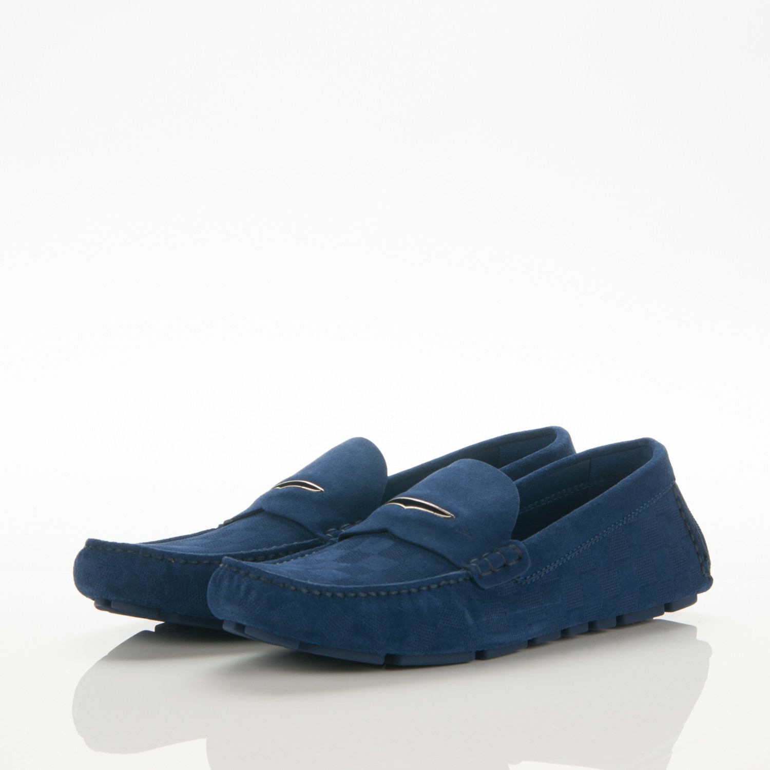 louis vuitton blue suede loafers