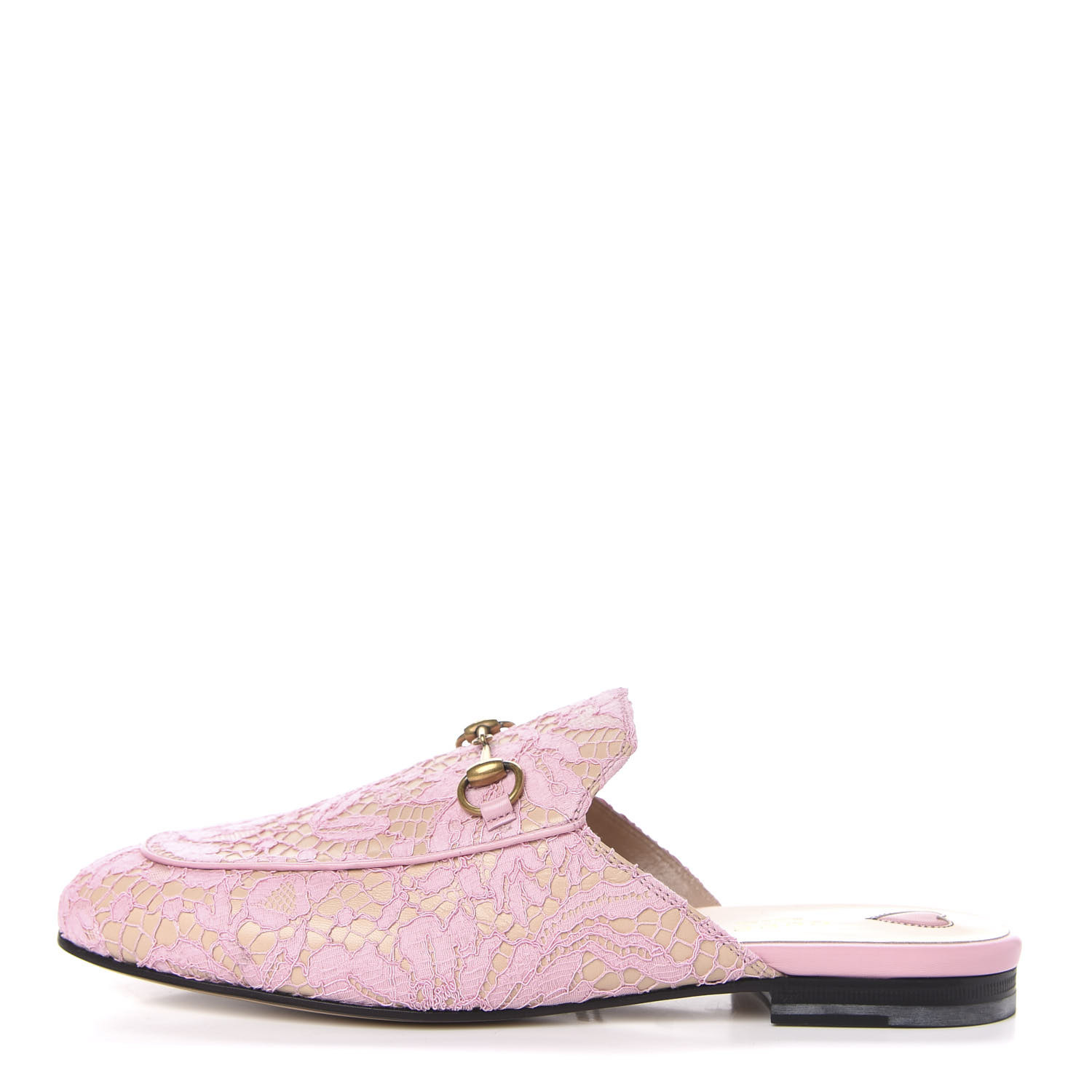 GUCCI Womens Lace Princetown Mules 39 Pink 637784