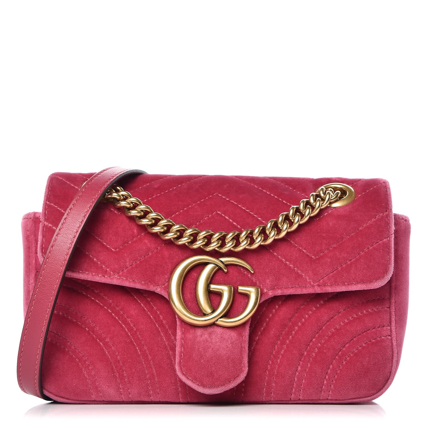 GUCCI Velvet Matelasse Mini GG Marmont Pink 324464