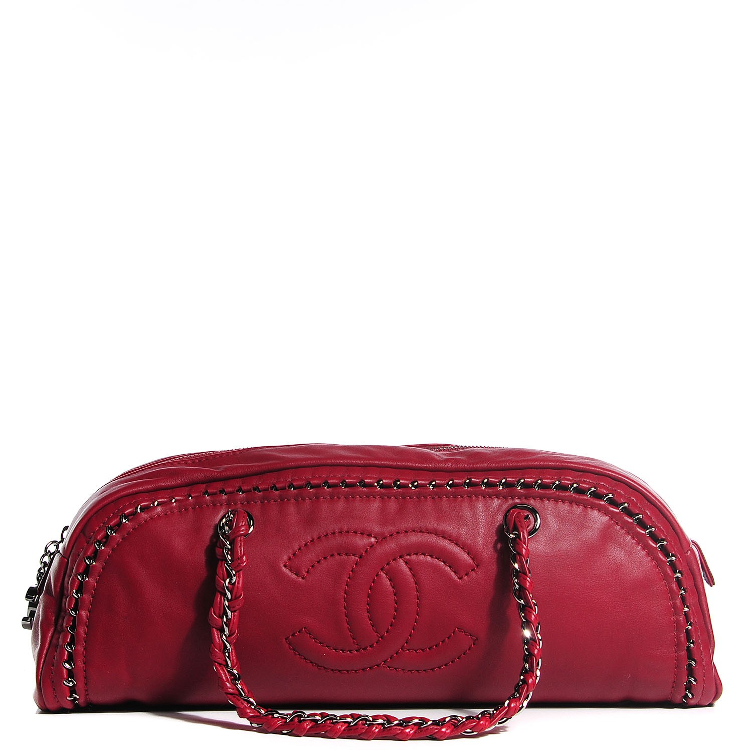 Chanel Smooth Calfskin Petit Luxe Ligne Bowler Red