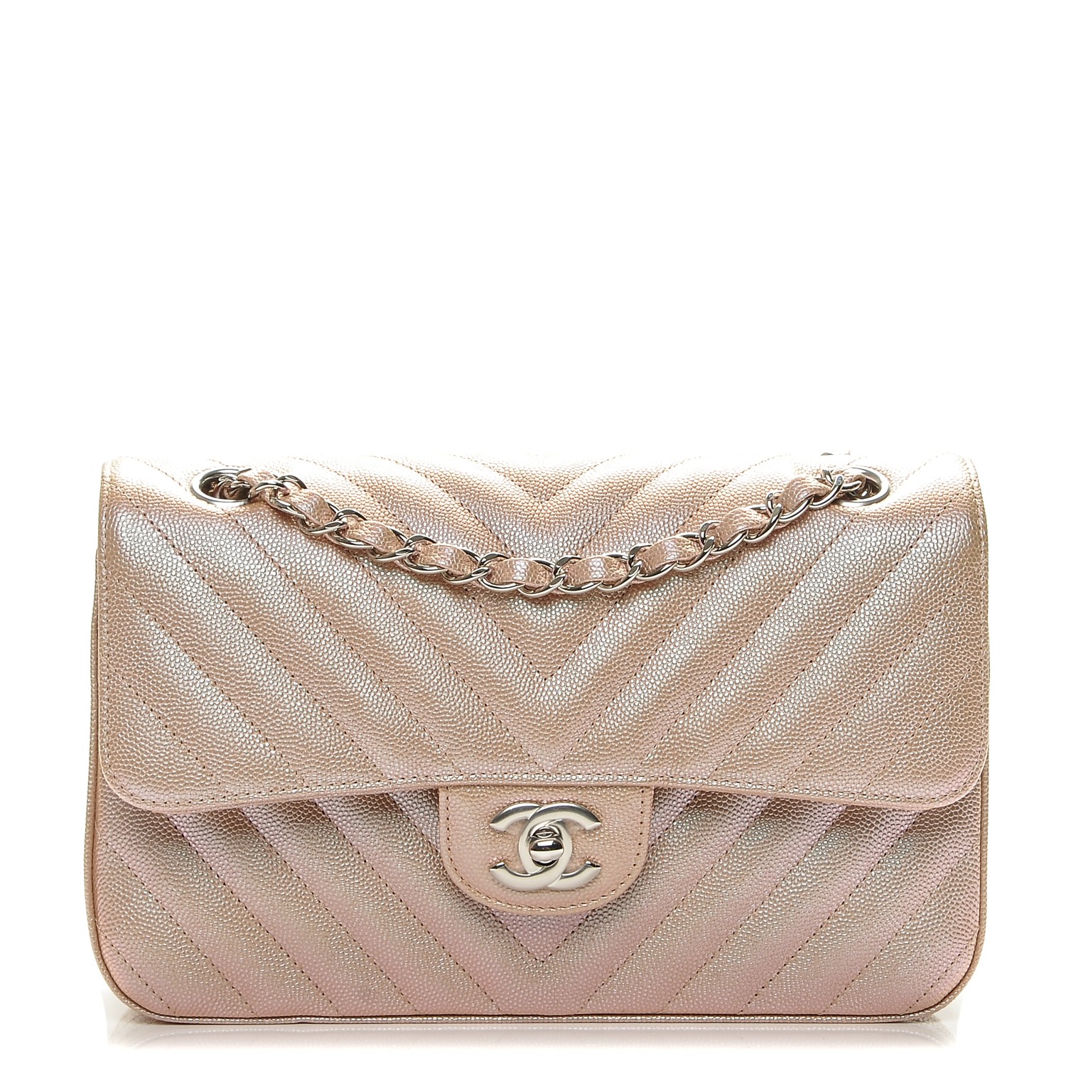 chanel rose gold chevron mini