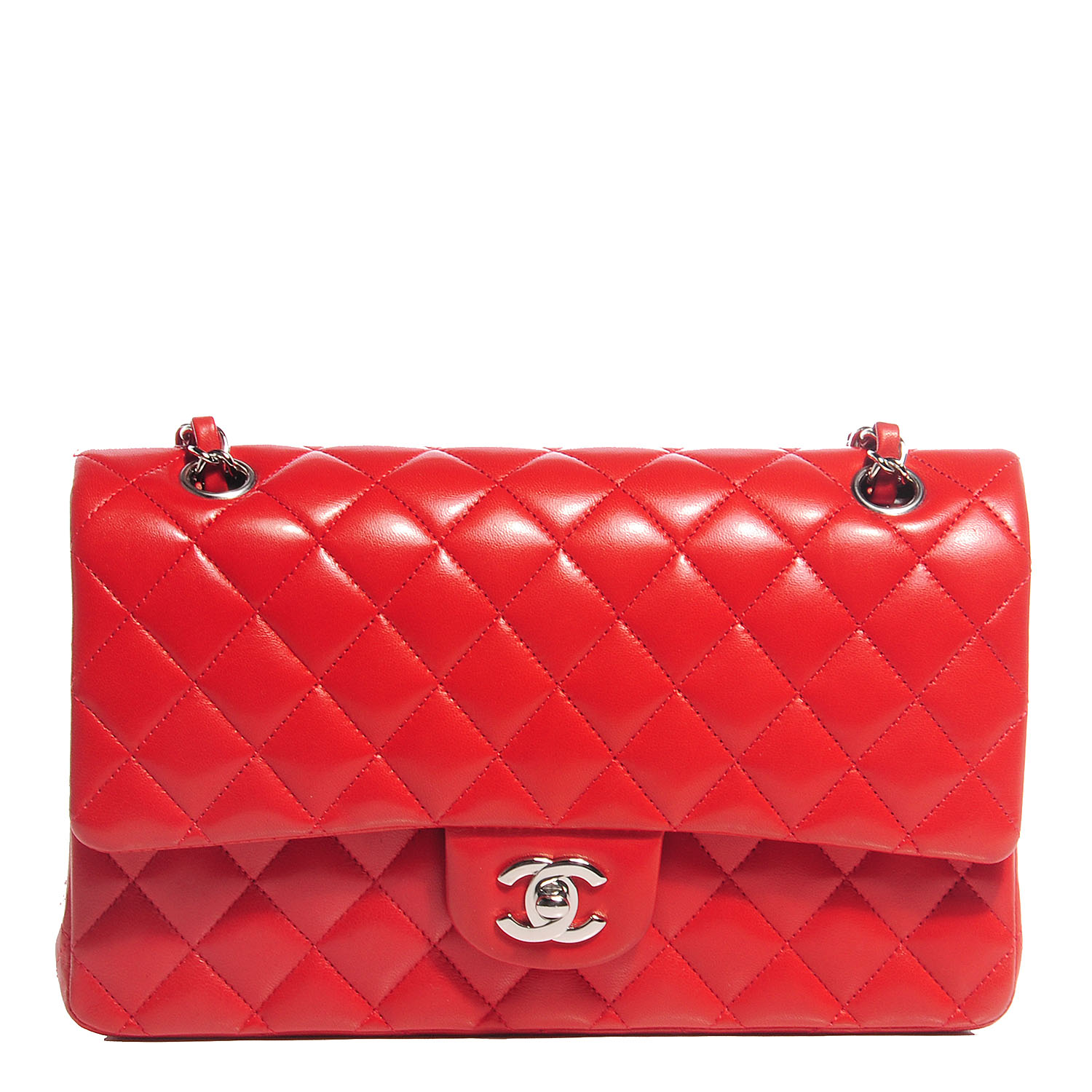 chanel red medium flap