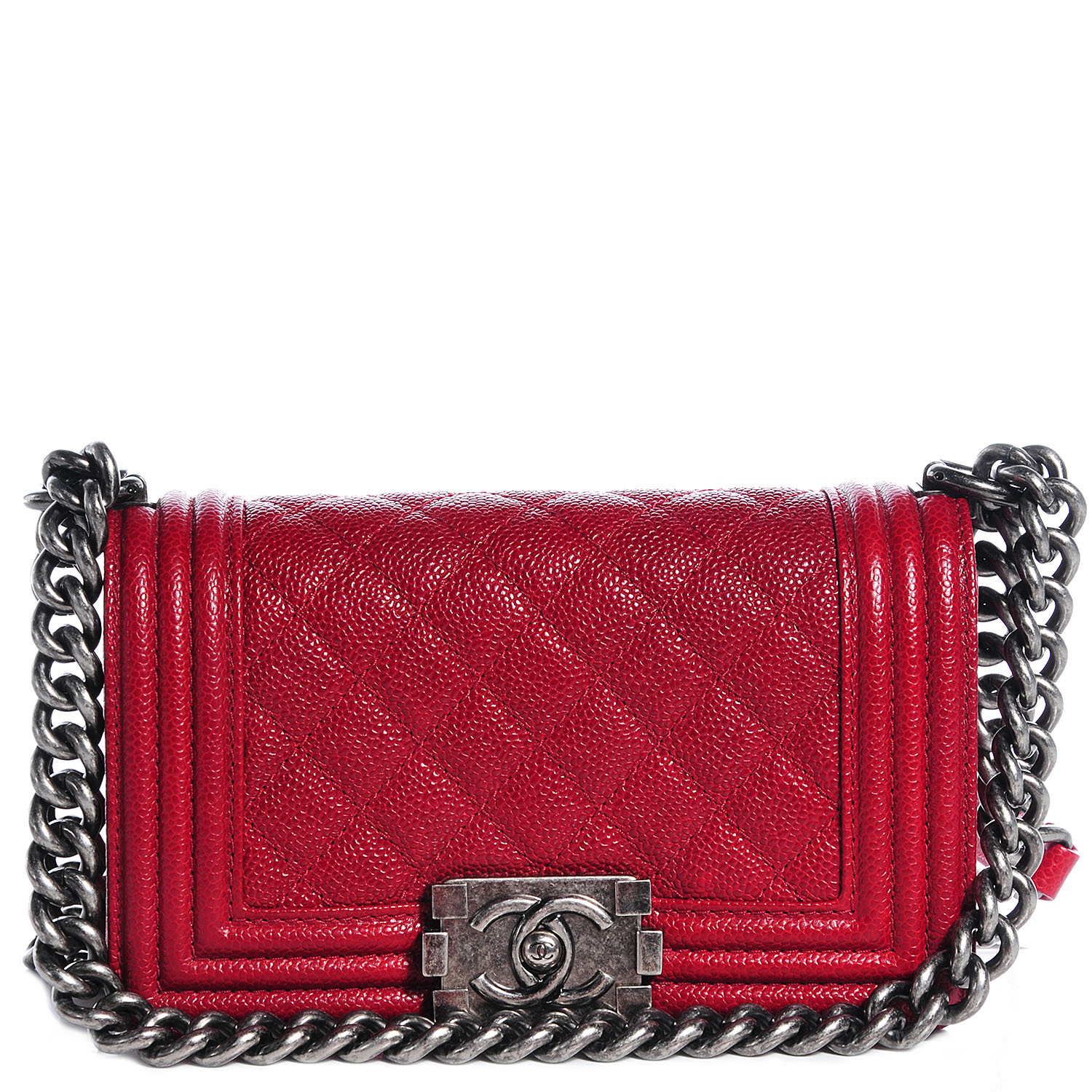 CHANEL Caviar Small Boy Flap Bag Dark Red 70158