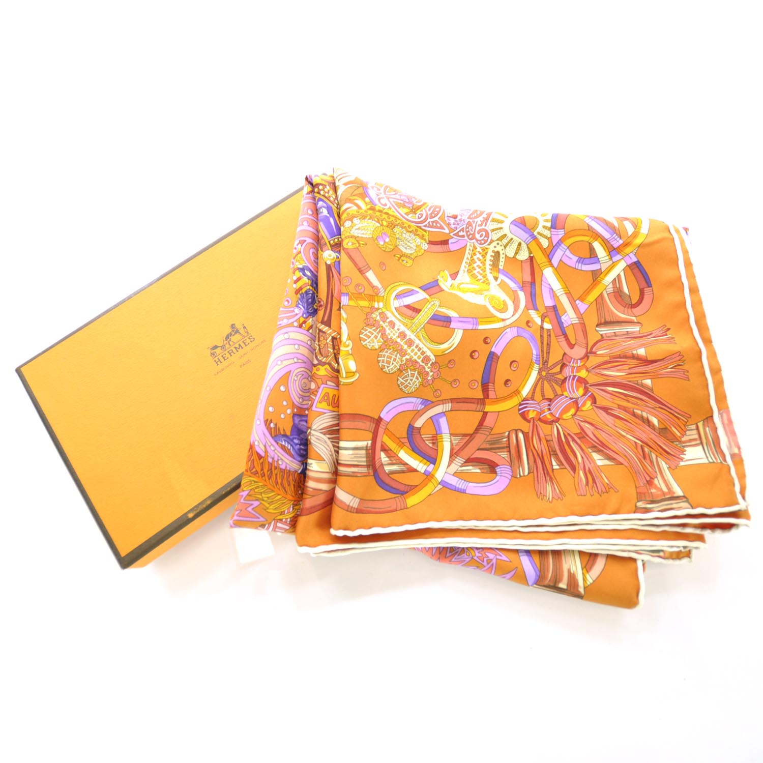 HERMES Silk Au Fil Du Carre Scarf 90 29307