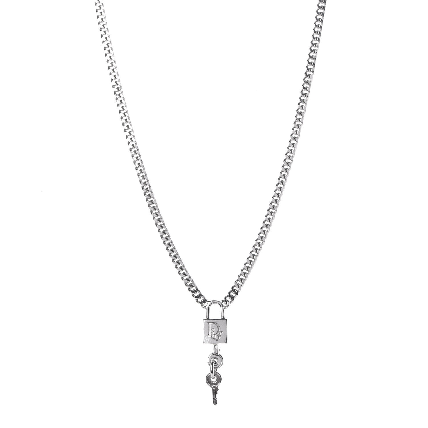 christian dior silver necklace