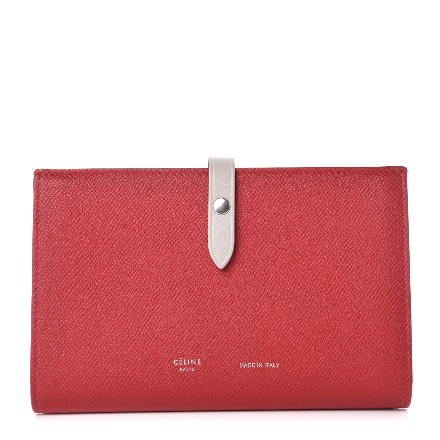 CELINE Grained Calfskin Large Multifunction Strap Wallet Pop Red 370266