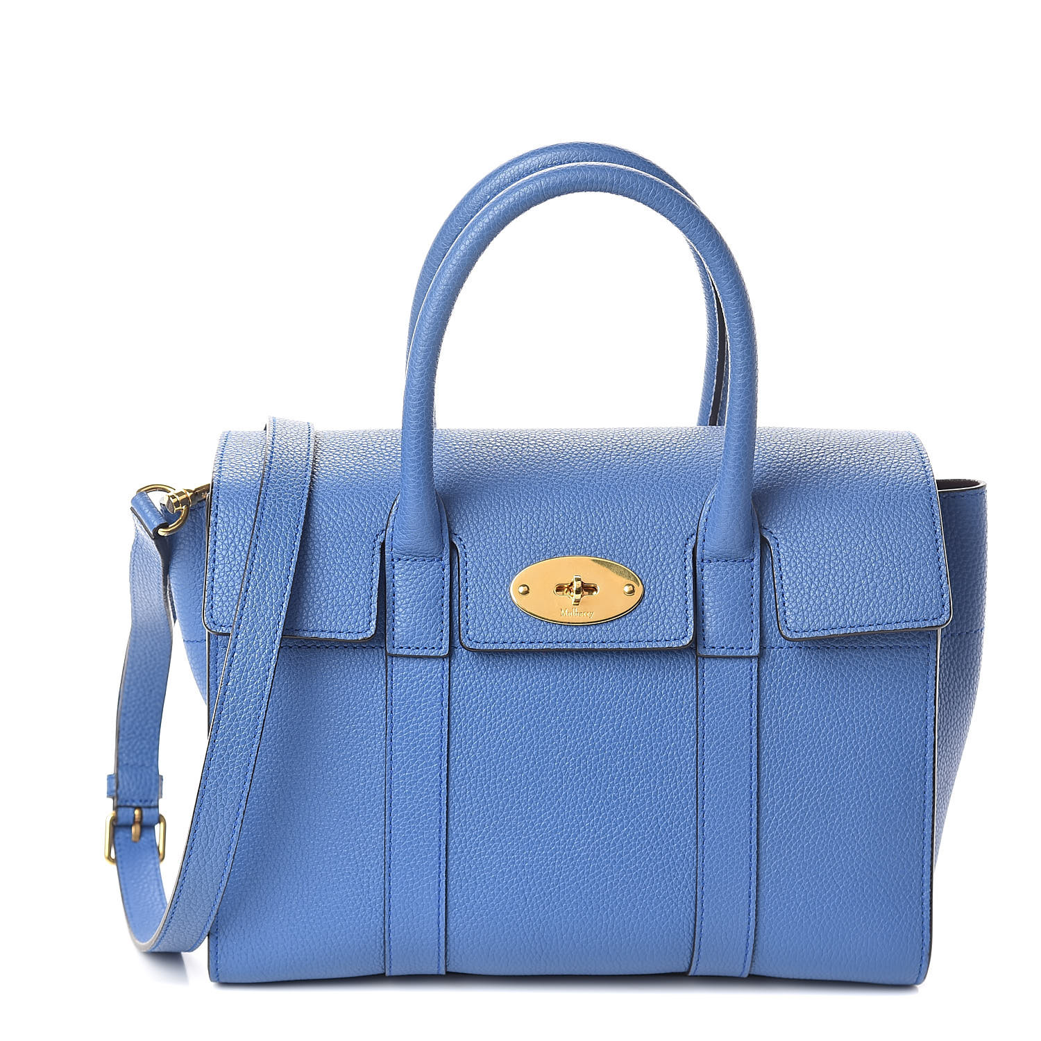 MULBERRY Classic Grain Calfskin Small Bayswater Porcelain Blue 516155