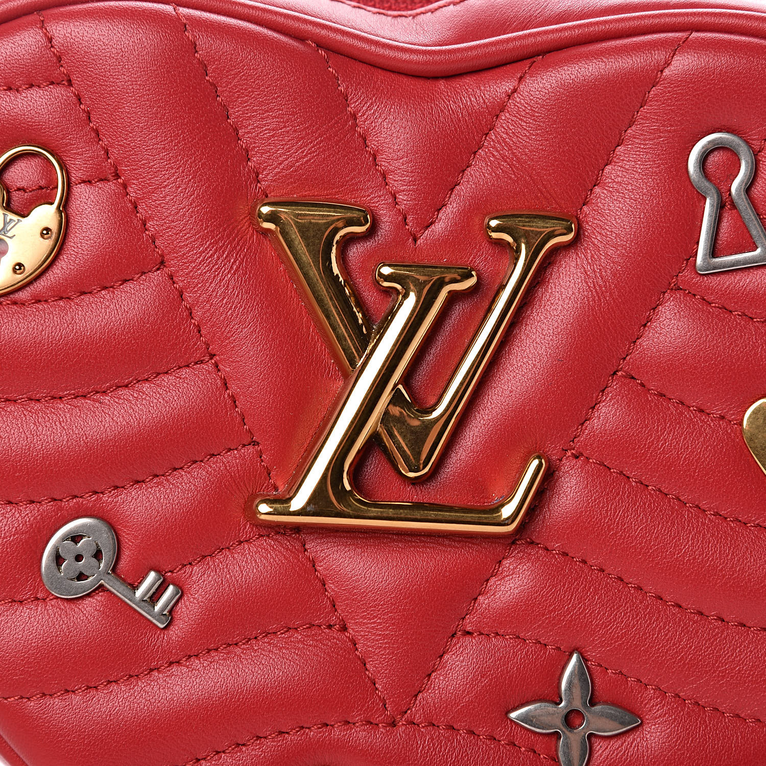 LOUIS VUITTON Calfskin Embellished New Wave Love Lock Heart Bag ...