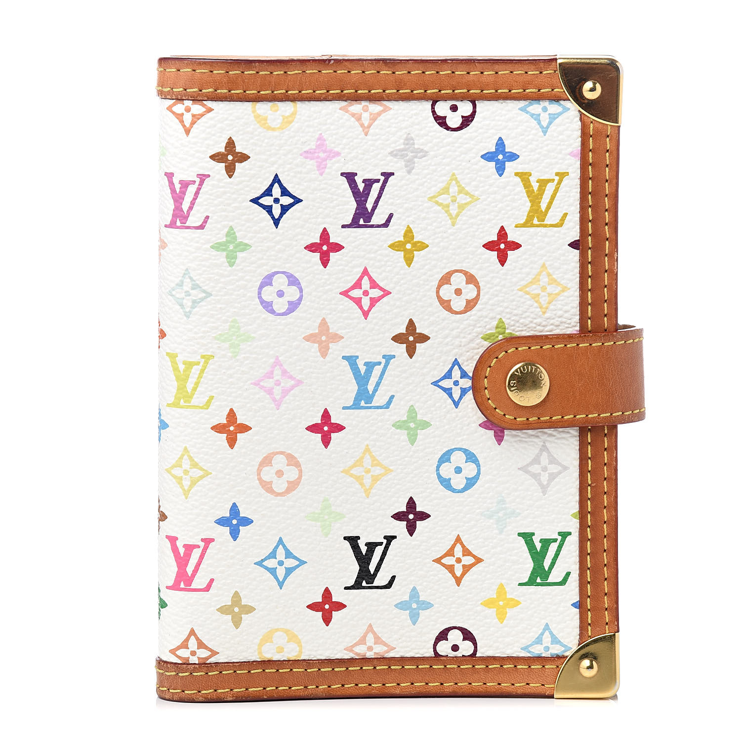 LOUIS VUITTON Multicolor Small Ring Agenda Cover White 517028