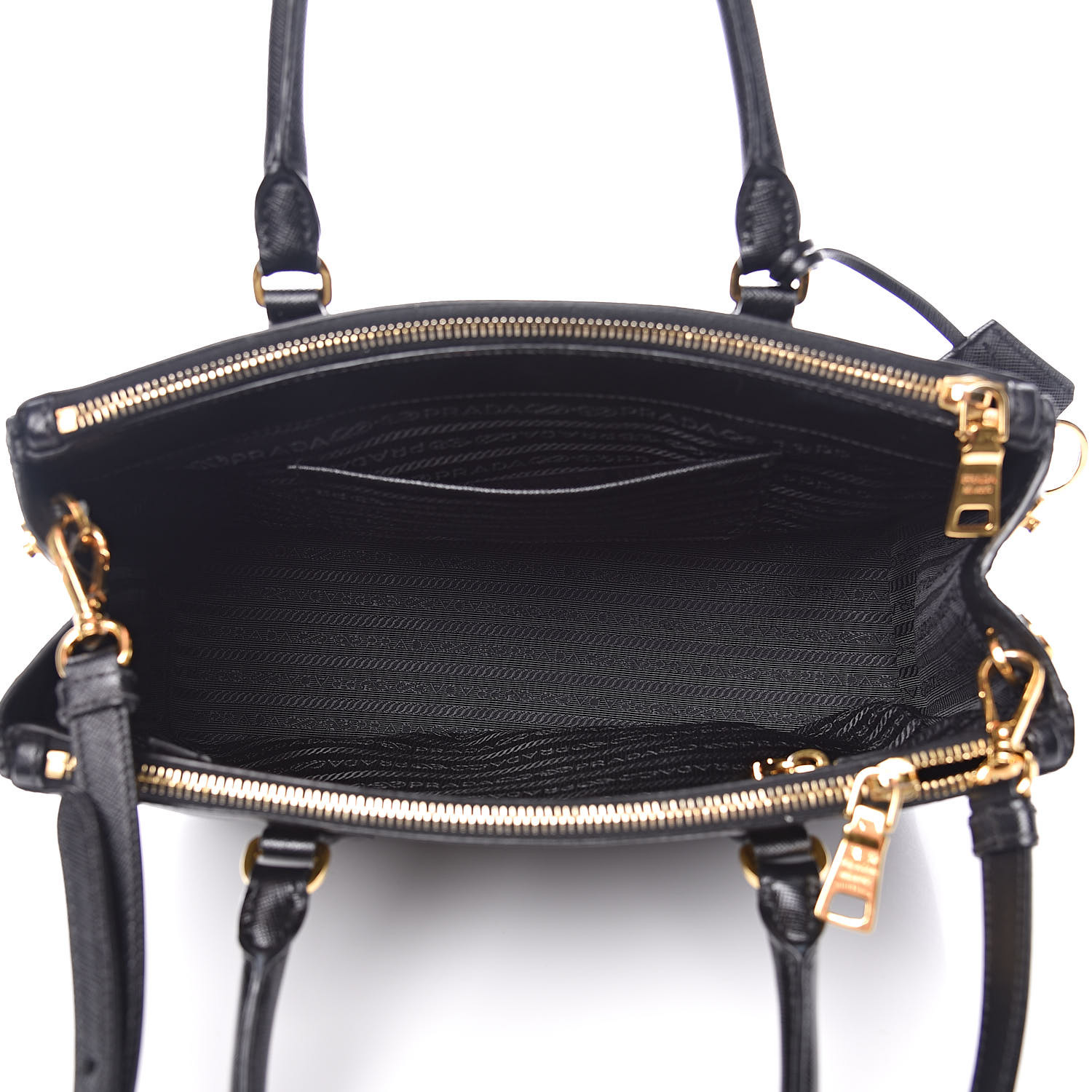 PRADA Saffiano Small Galleria Double Zip Tote Black 517061