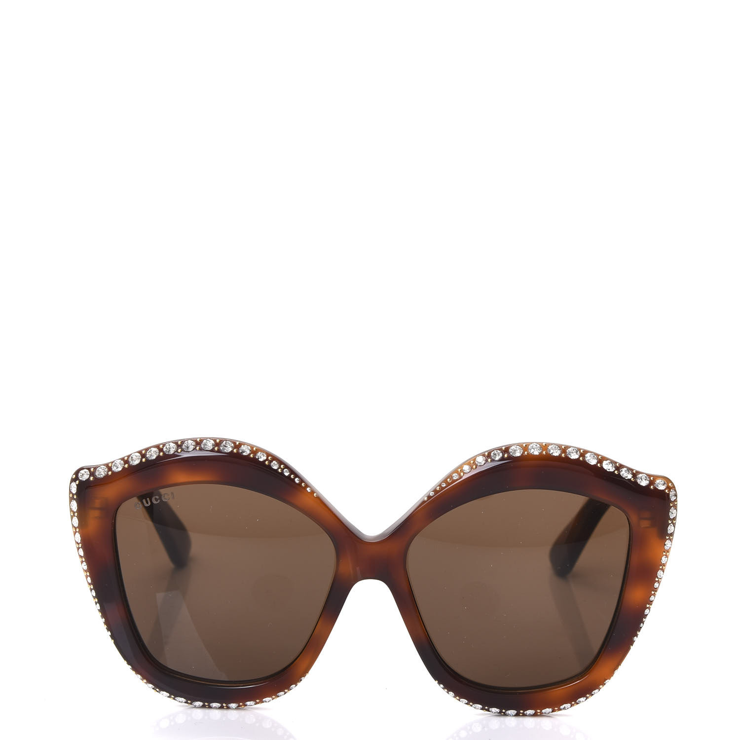 Gucci Crystal Cat Eye Gg0118s Sunglasses Havana Brown 580433 Fashionphile 