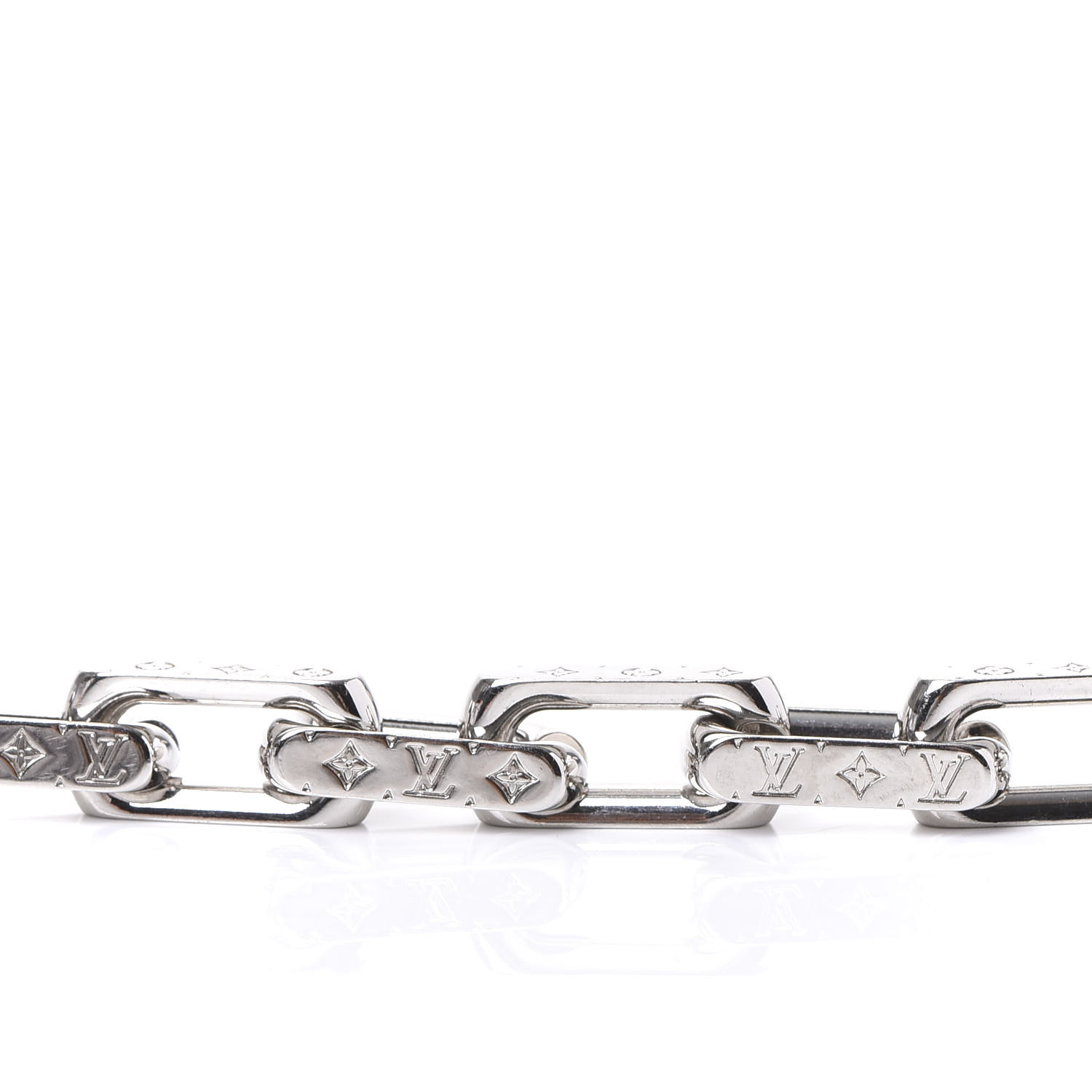 Auth Louis Vuitton Monogram Chain Bracelet Silver Metal M62486