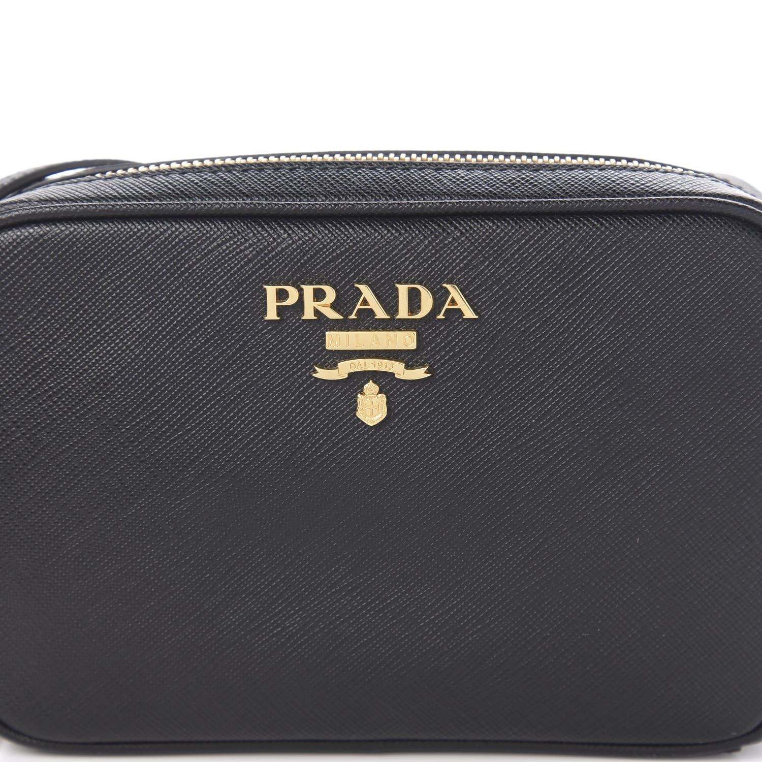 PRADA Saffiano Lux Small Camera Crossbody Bag Black 593927 | FASHIONPHILE