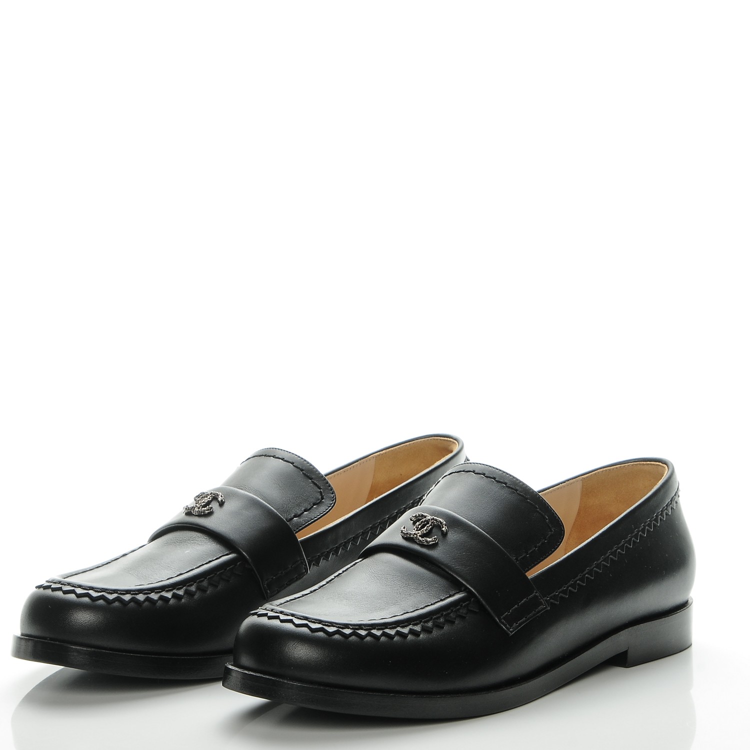 chanel shiny calfskin loafers