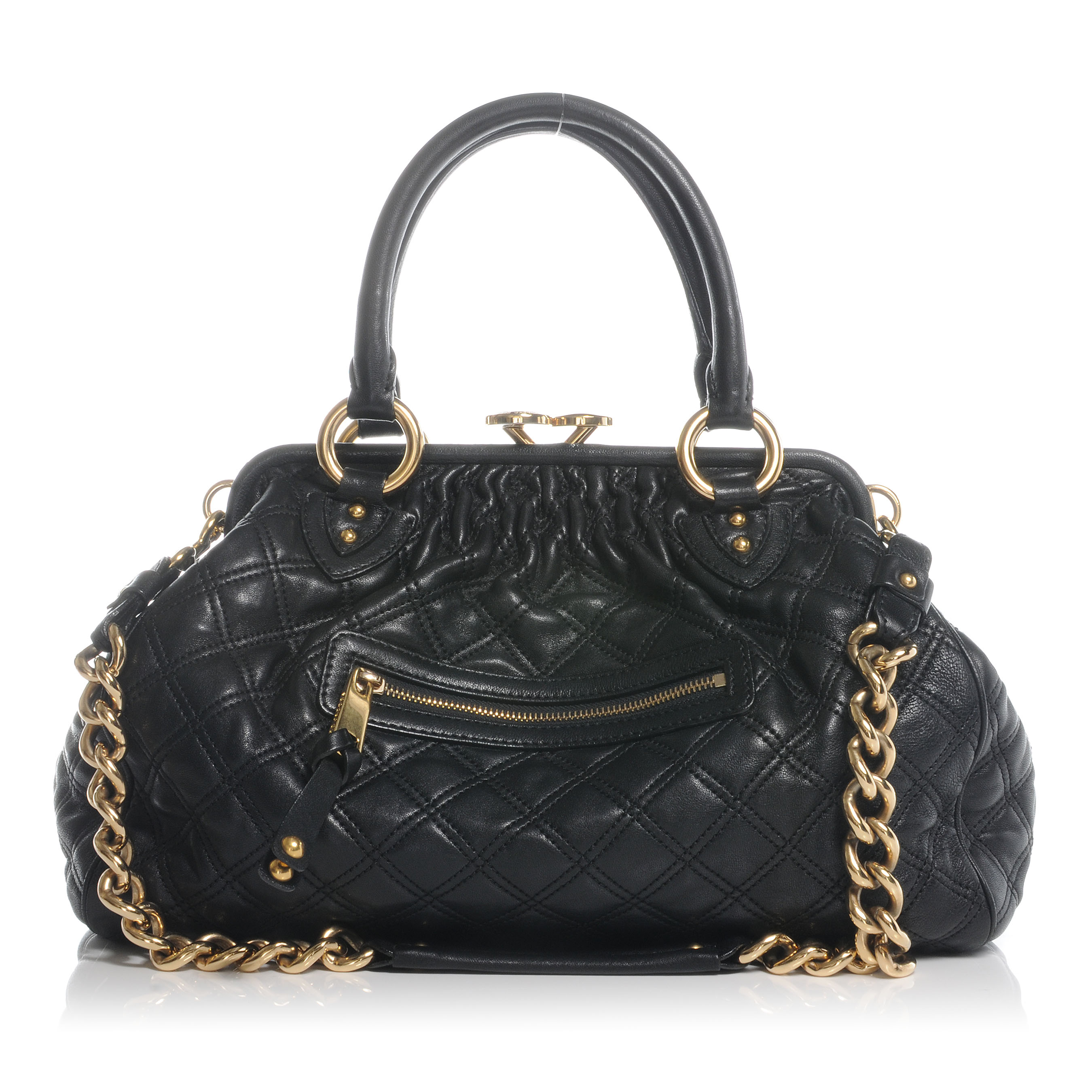 MARC JACOBS Quilted Leather Stam Bag Black 44209