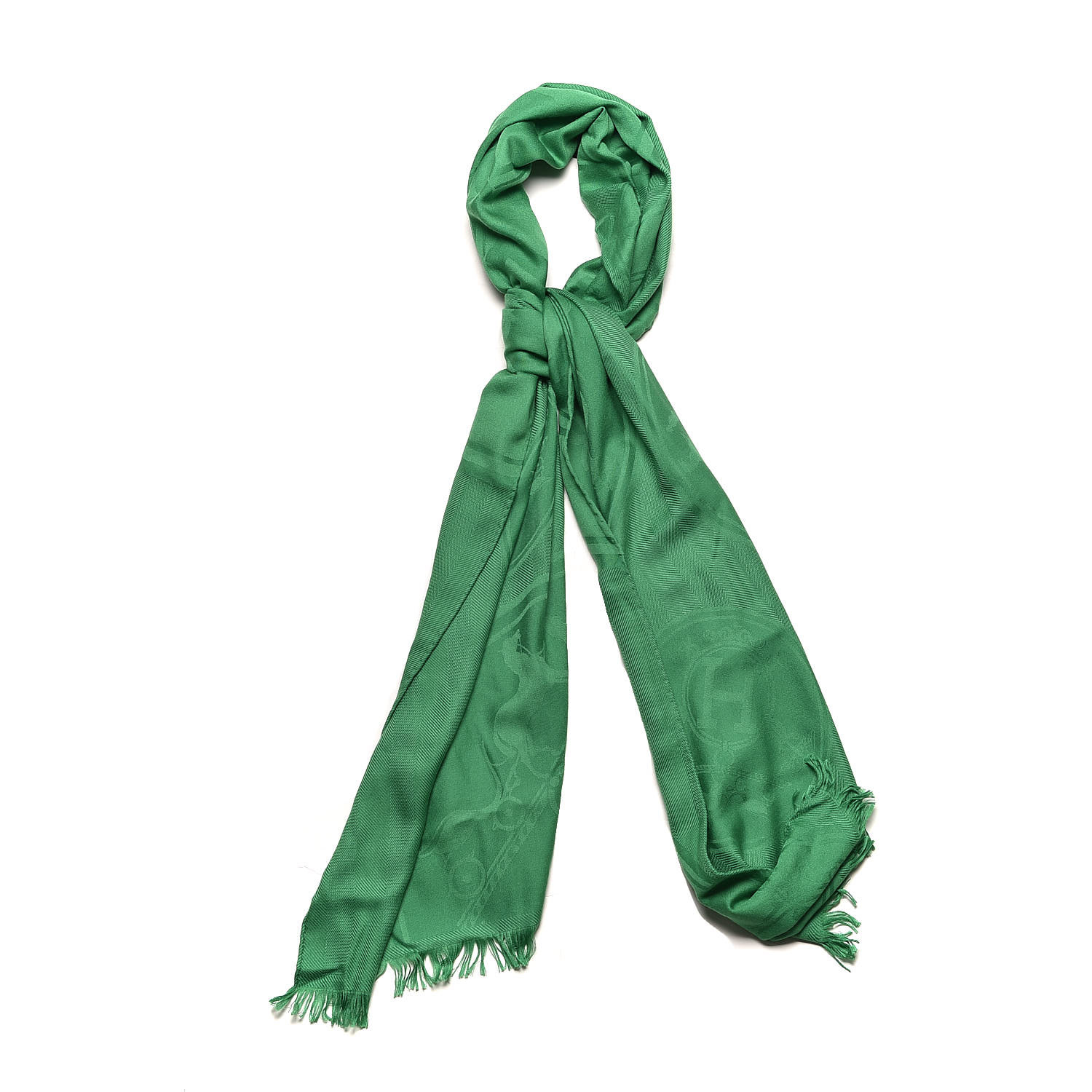 HERMES Cashmere Silk New Libris Stole Vert Herbe 435990