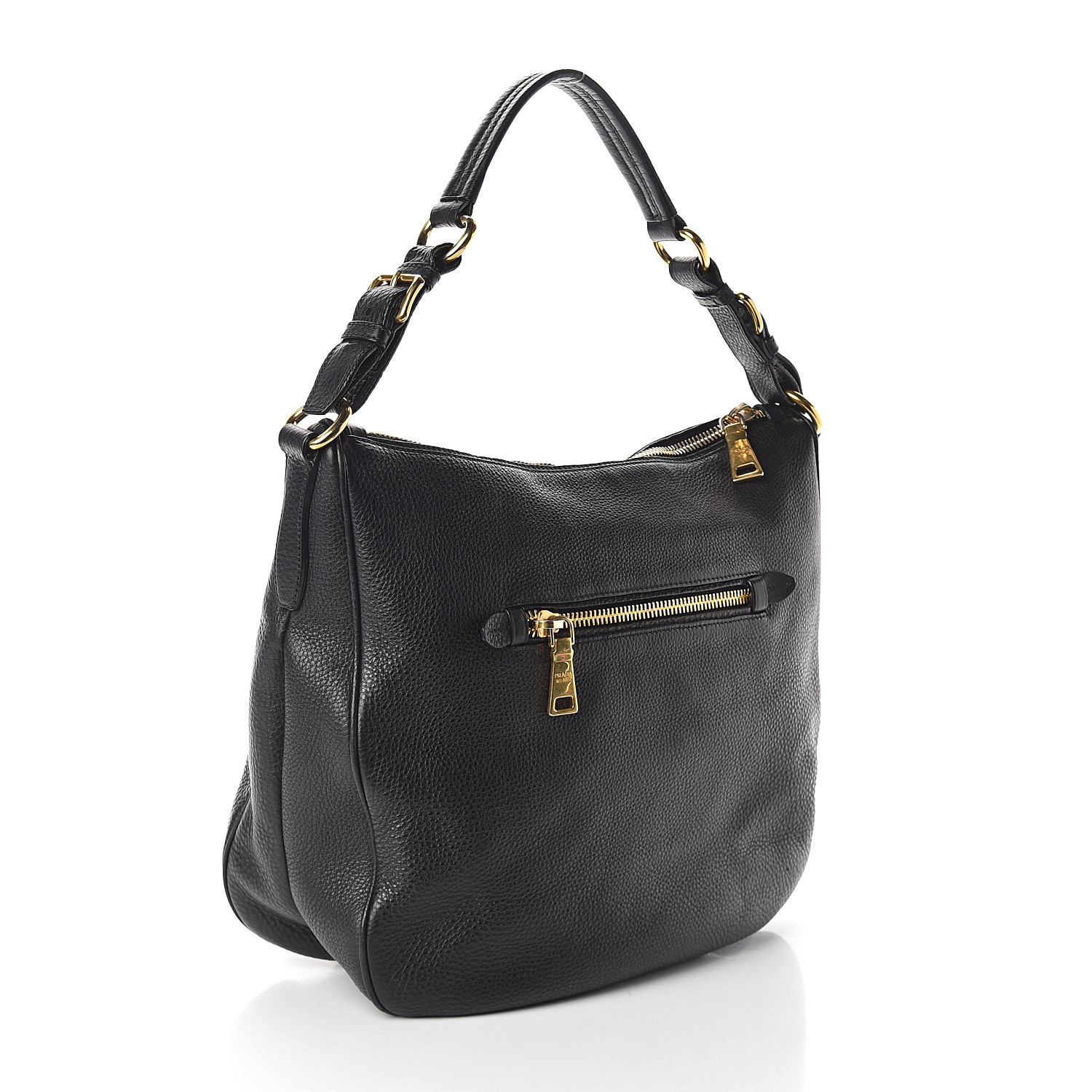 PRADA Vitello Daino Hobo Black 543210