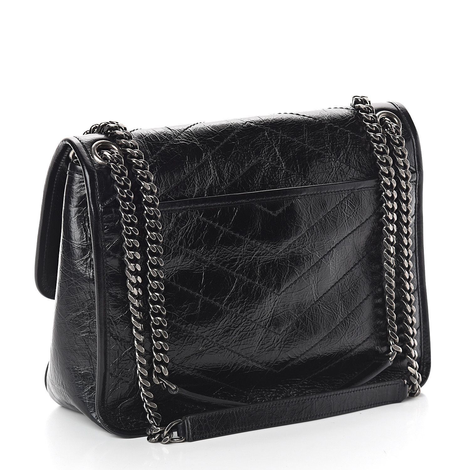 SAINT LAURENT Crinkled Calfskin Matelasse Monogram Medium Niki Chain ...