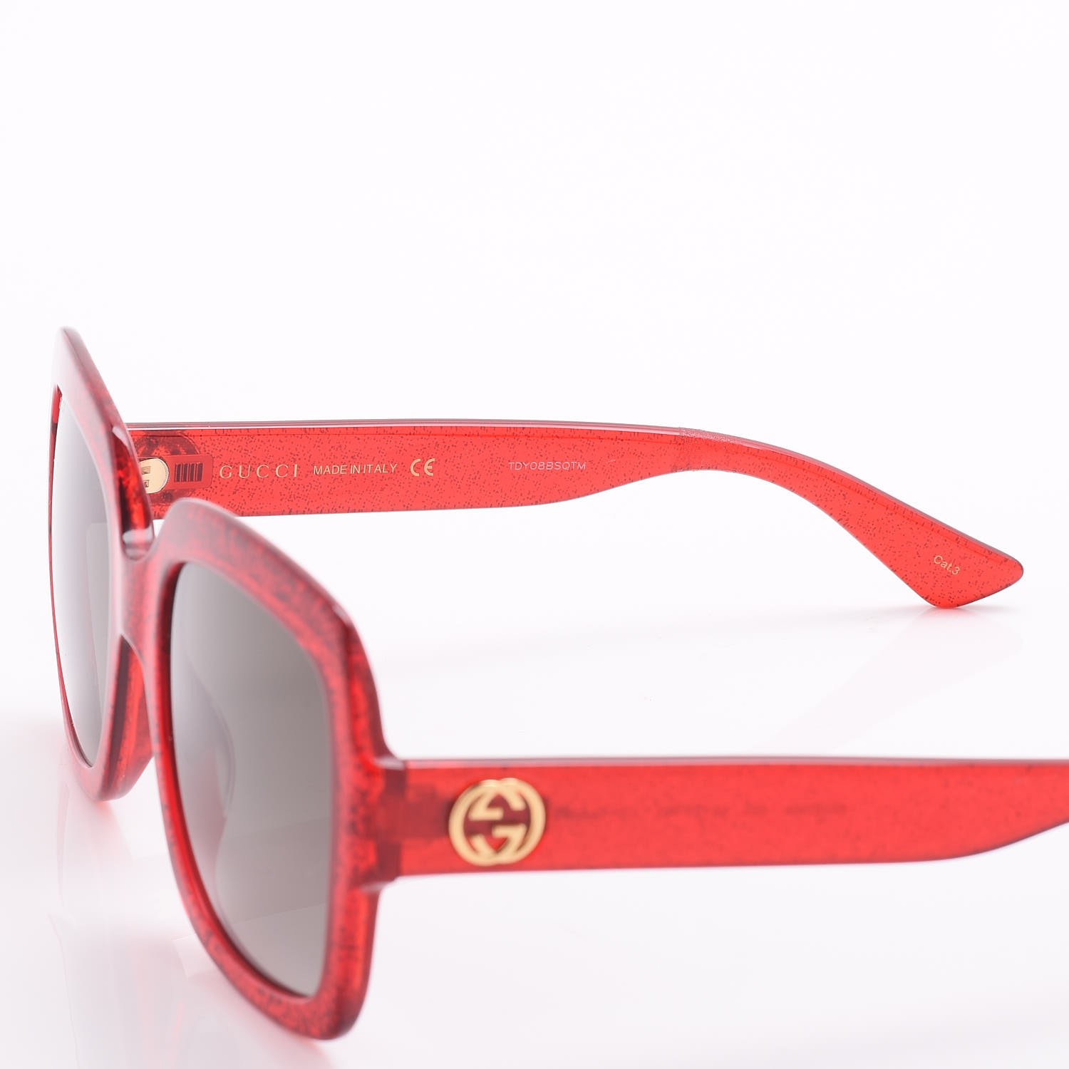 Gucci Square Frame Gg 0036s Sunglasses Glitter Red 257935 9190