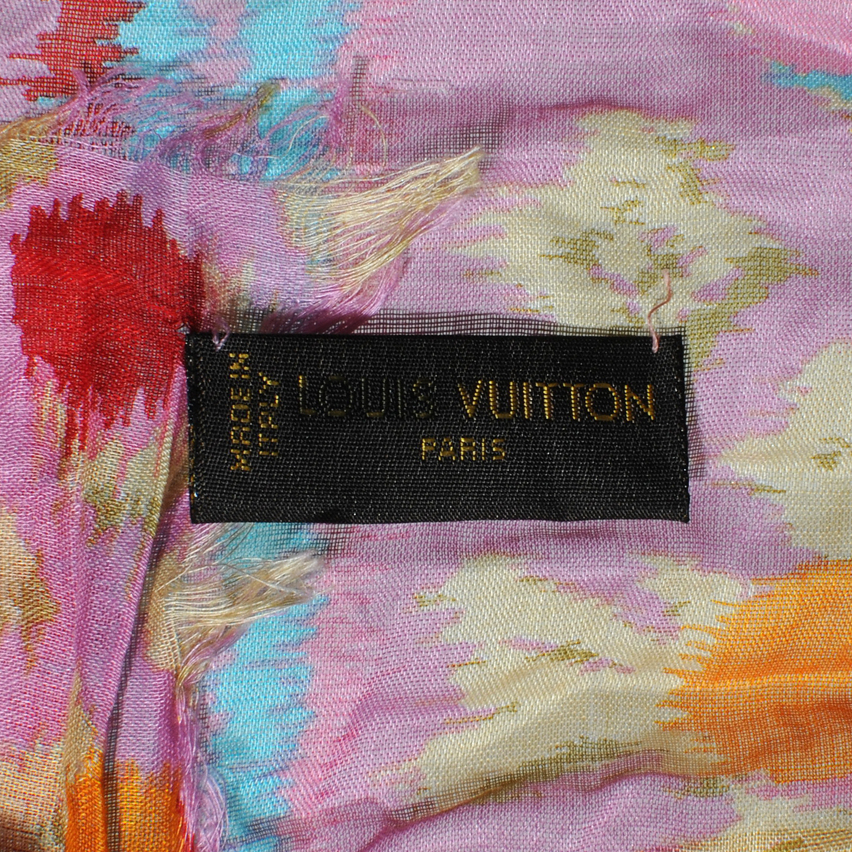 LOUIS VUITTON Cotton Monogram Ikat Pareo Scarf Rose 39529