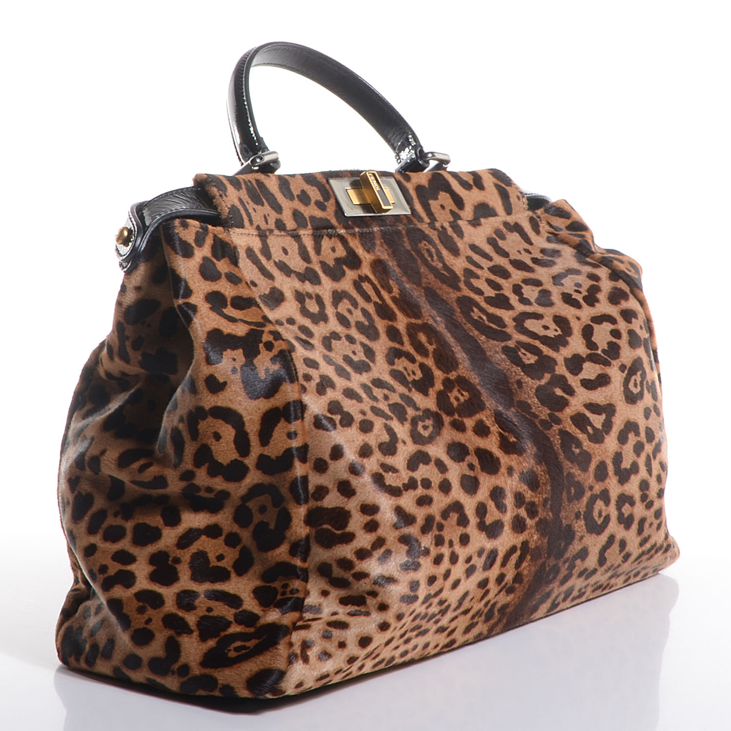 FENDI Calf Hair Leopard Print Zucca Large Peekaboo Iconic Satchel ...