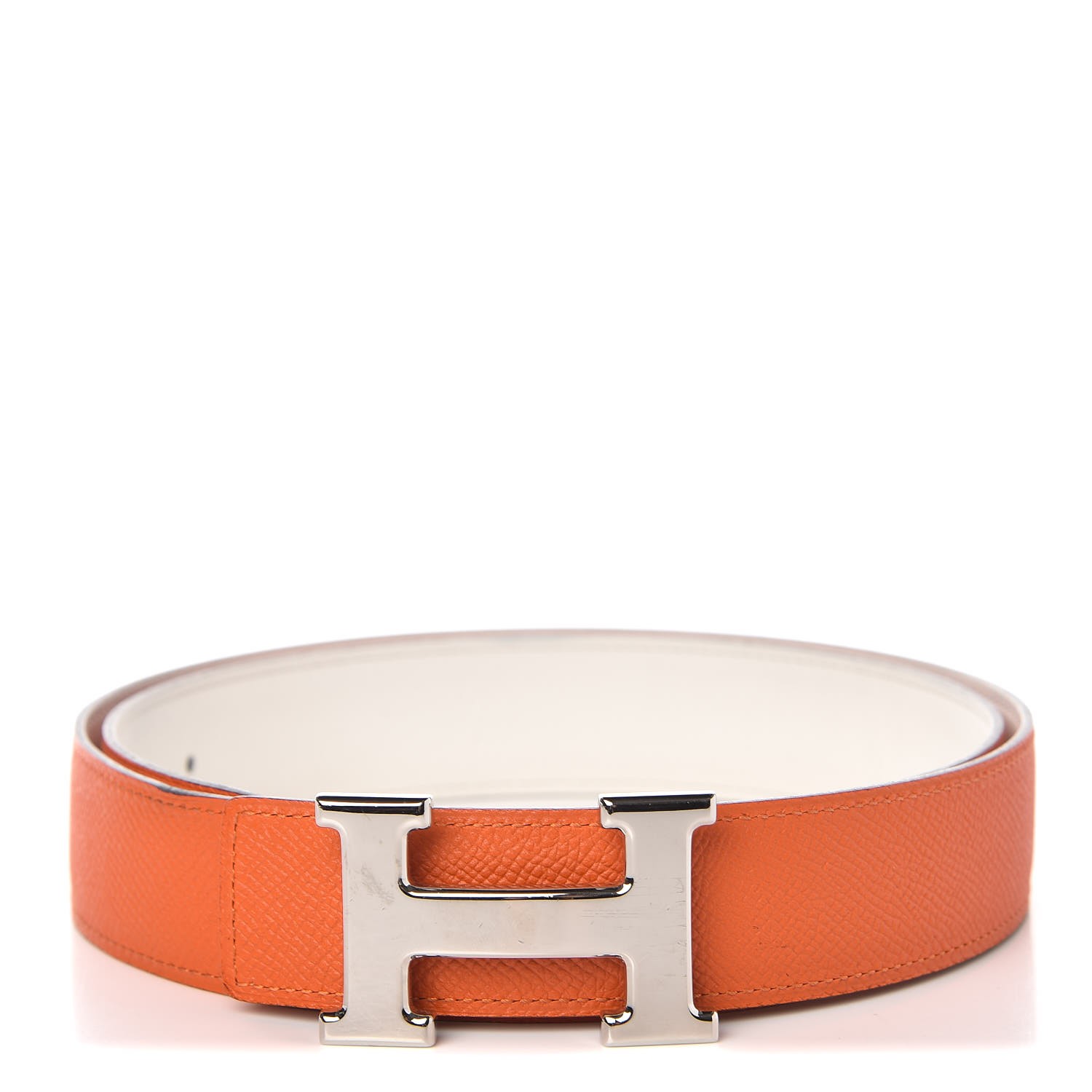 HERMES Swift Epsom 32mm H Belt 90 Craie Orange 312588