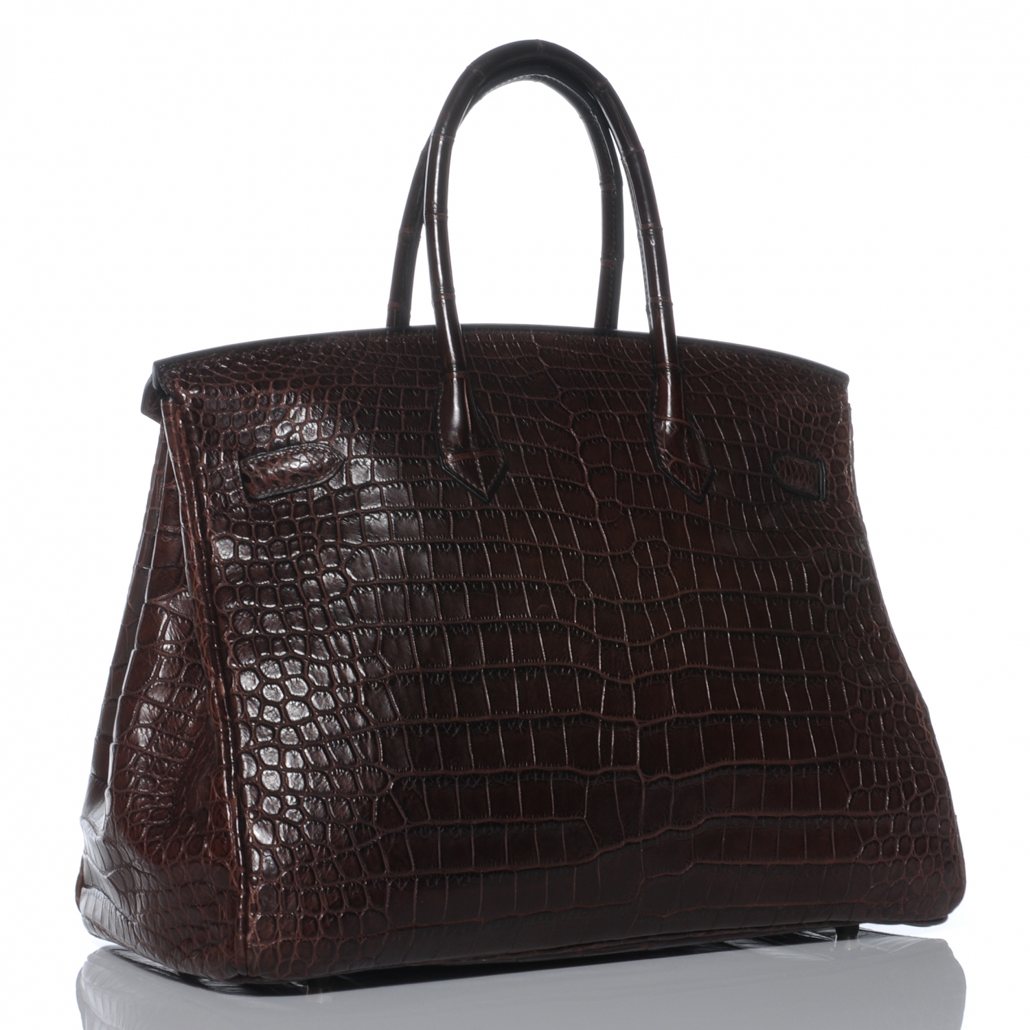 HERMES Matte Porosus Crocodile Birkin 35 Chocolate 42169