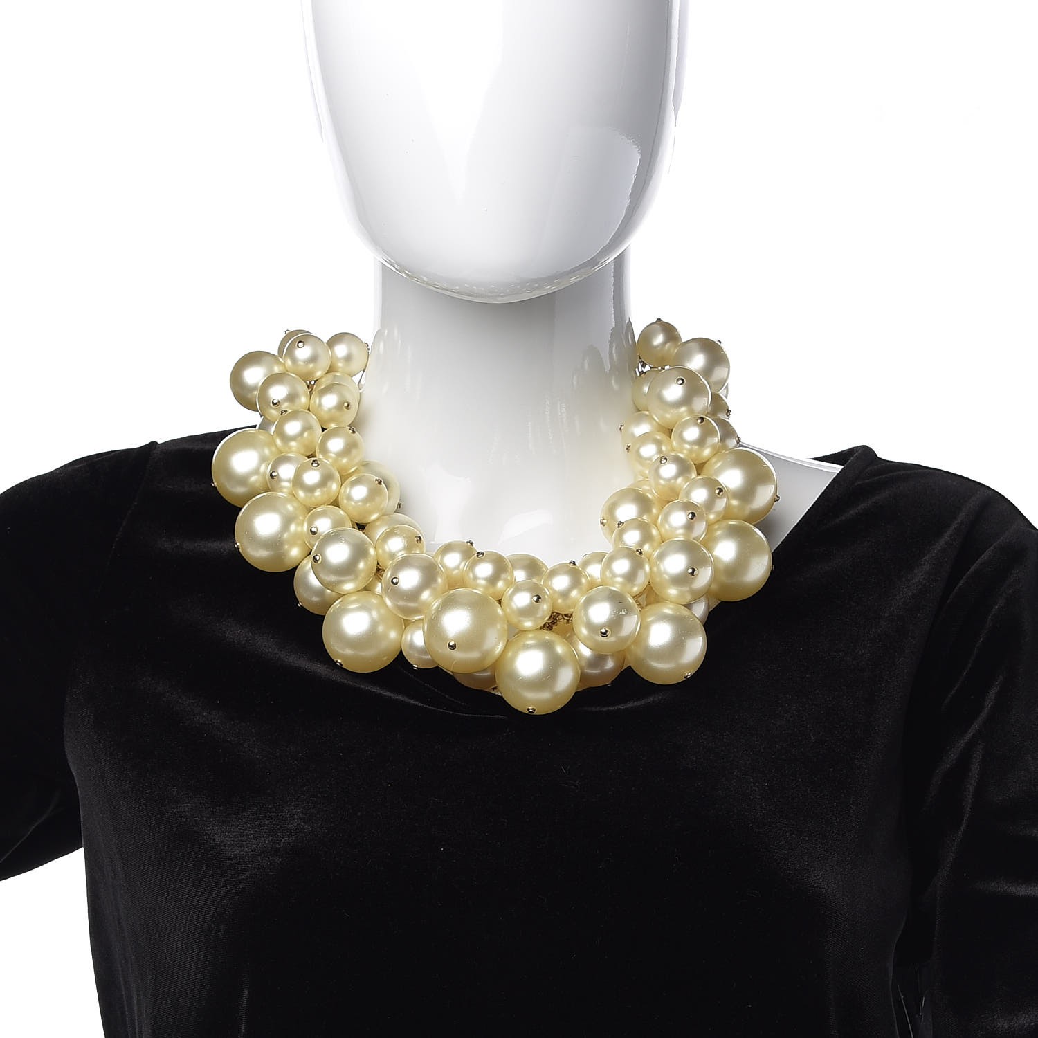 CHANEL Pearl Layered Choker Necklace Gold 318681