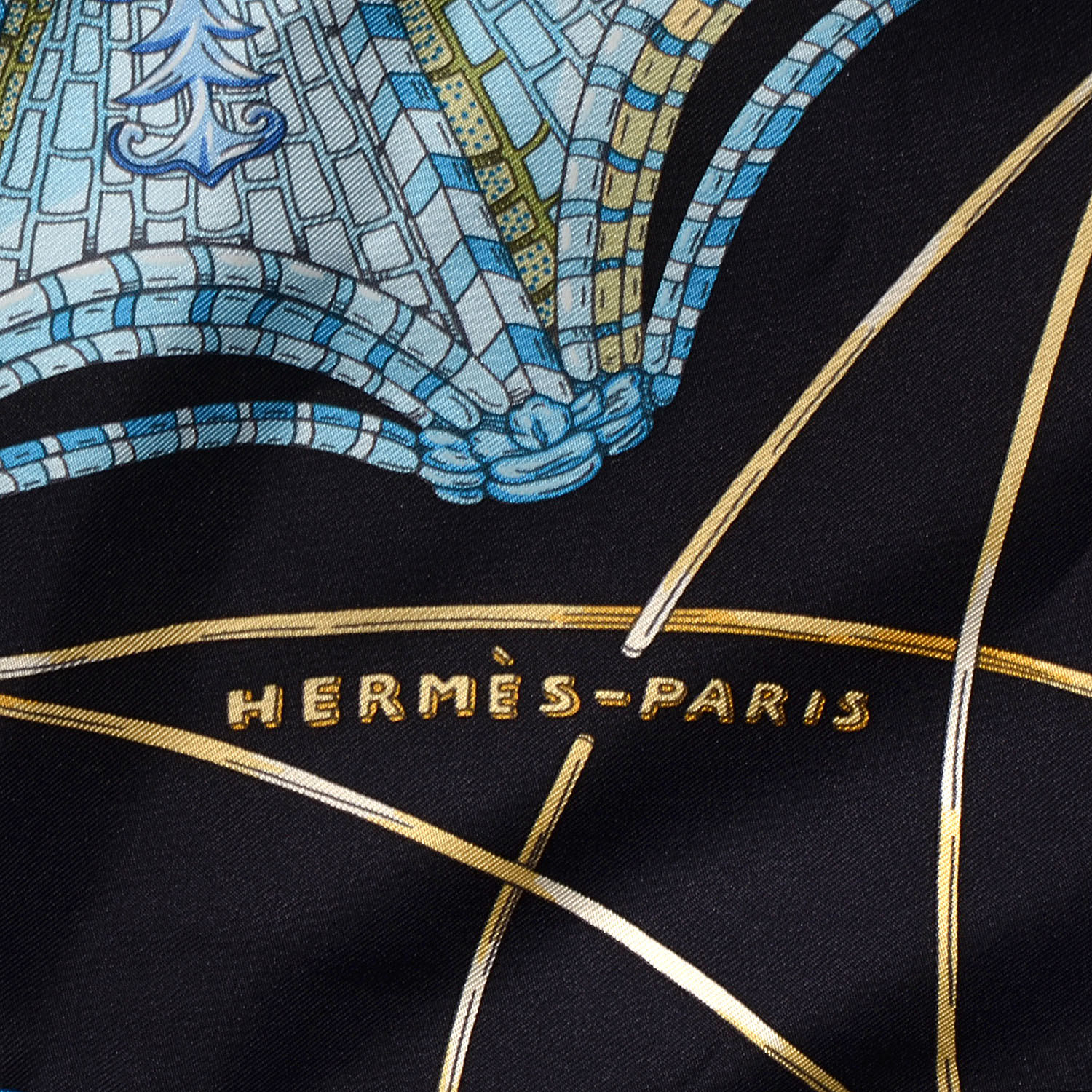 HERMES Silk Les Domes Celestes Scarf 90 85797