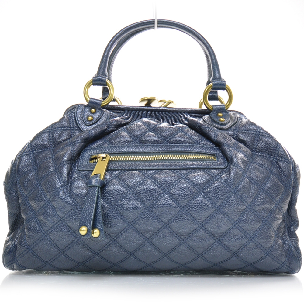 MARC JACOBS Quilted Leather Stam Petrol Blue 22047 | FASHIONPHILE