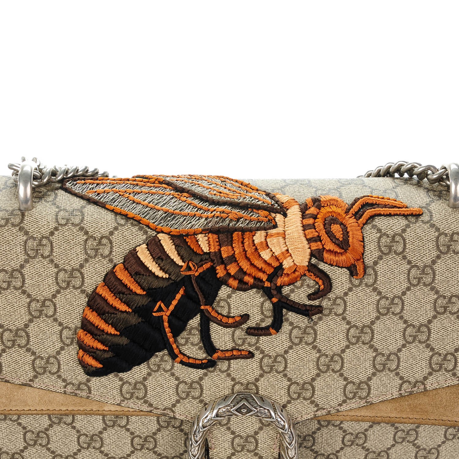 GUCCI GG Supreme Monogram Medium Bee Embroidered Dionysus Shoulder Bag ...