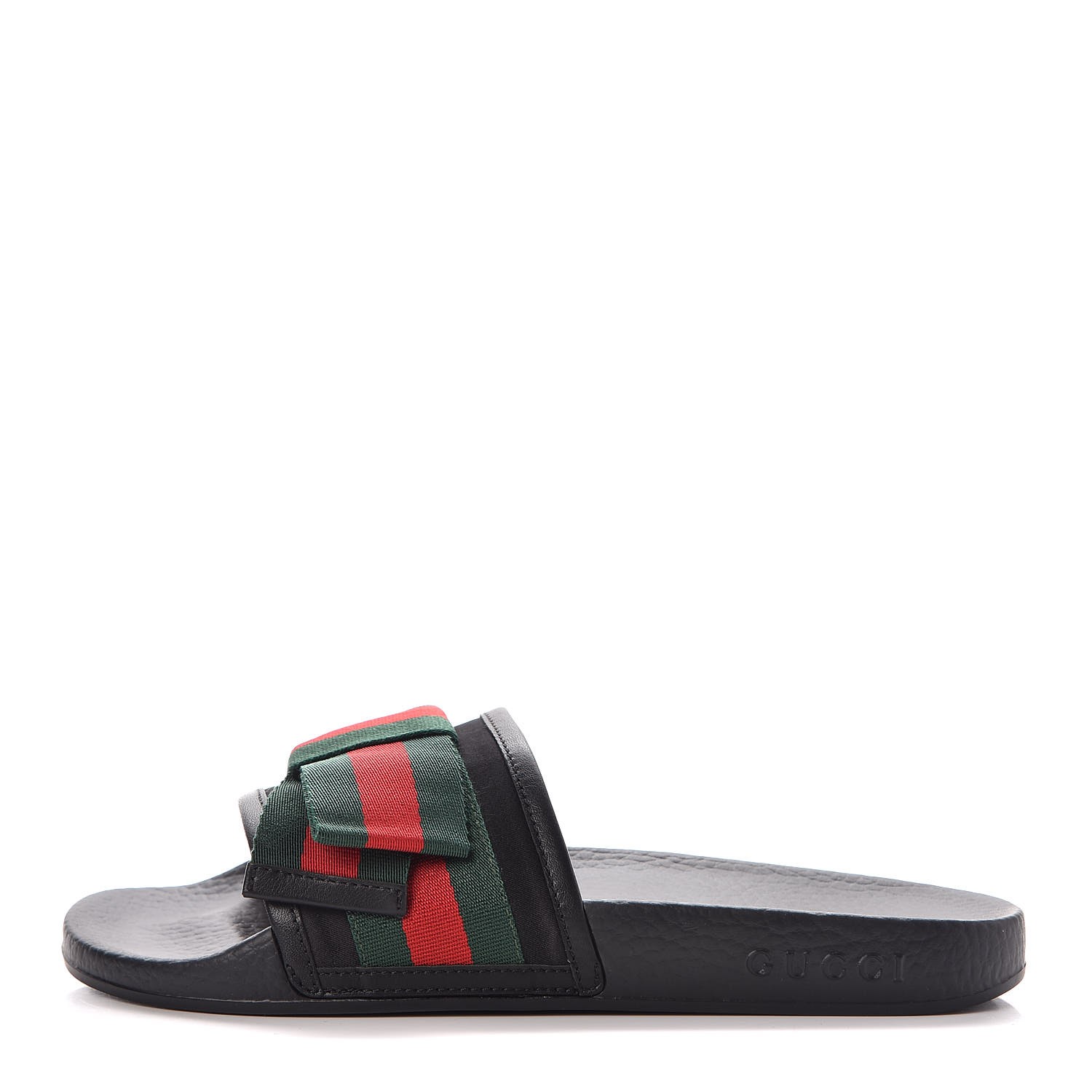 gucci satin web bow slide sandals