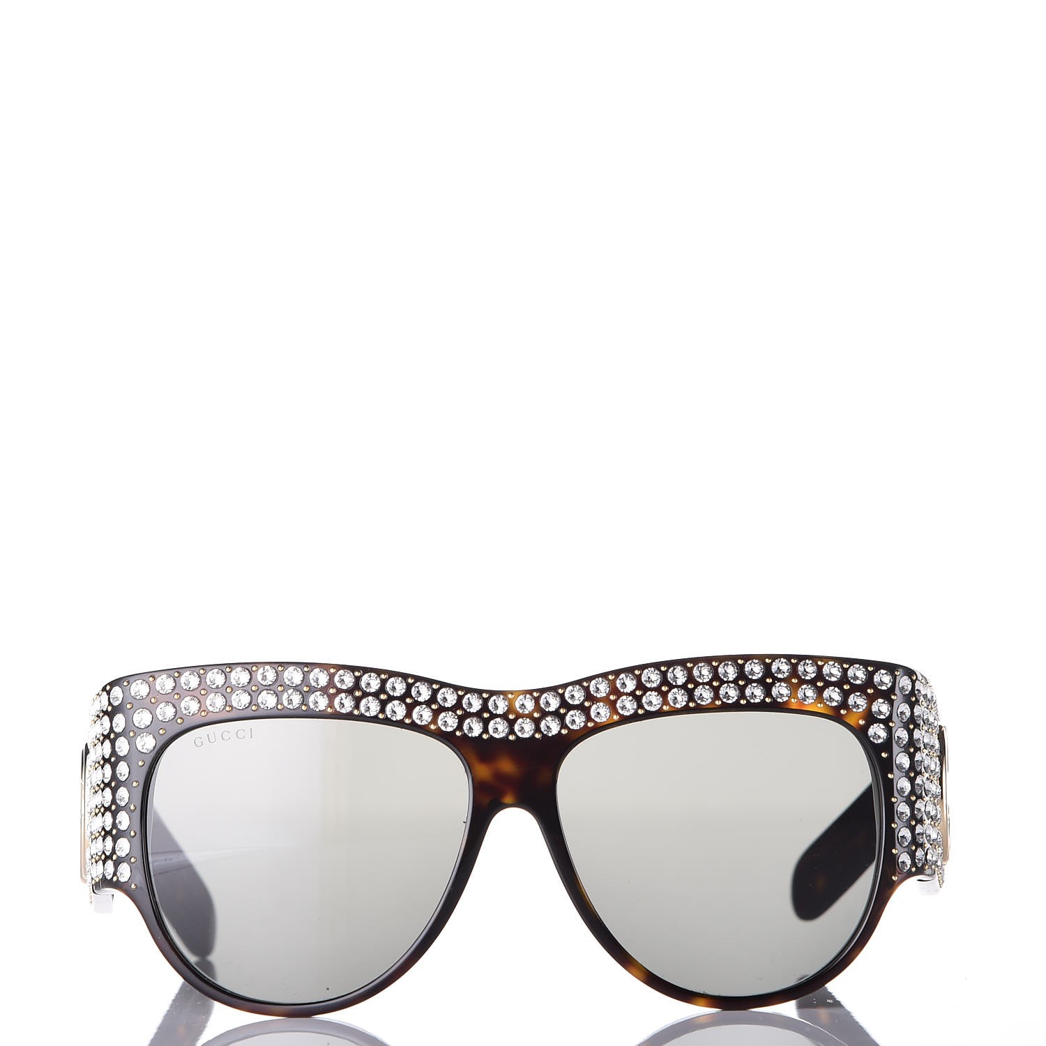Gucci Acetate Crystal Oversize Hollywood Forever Sunglasses Gg0144s Tortoiseshell 279755