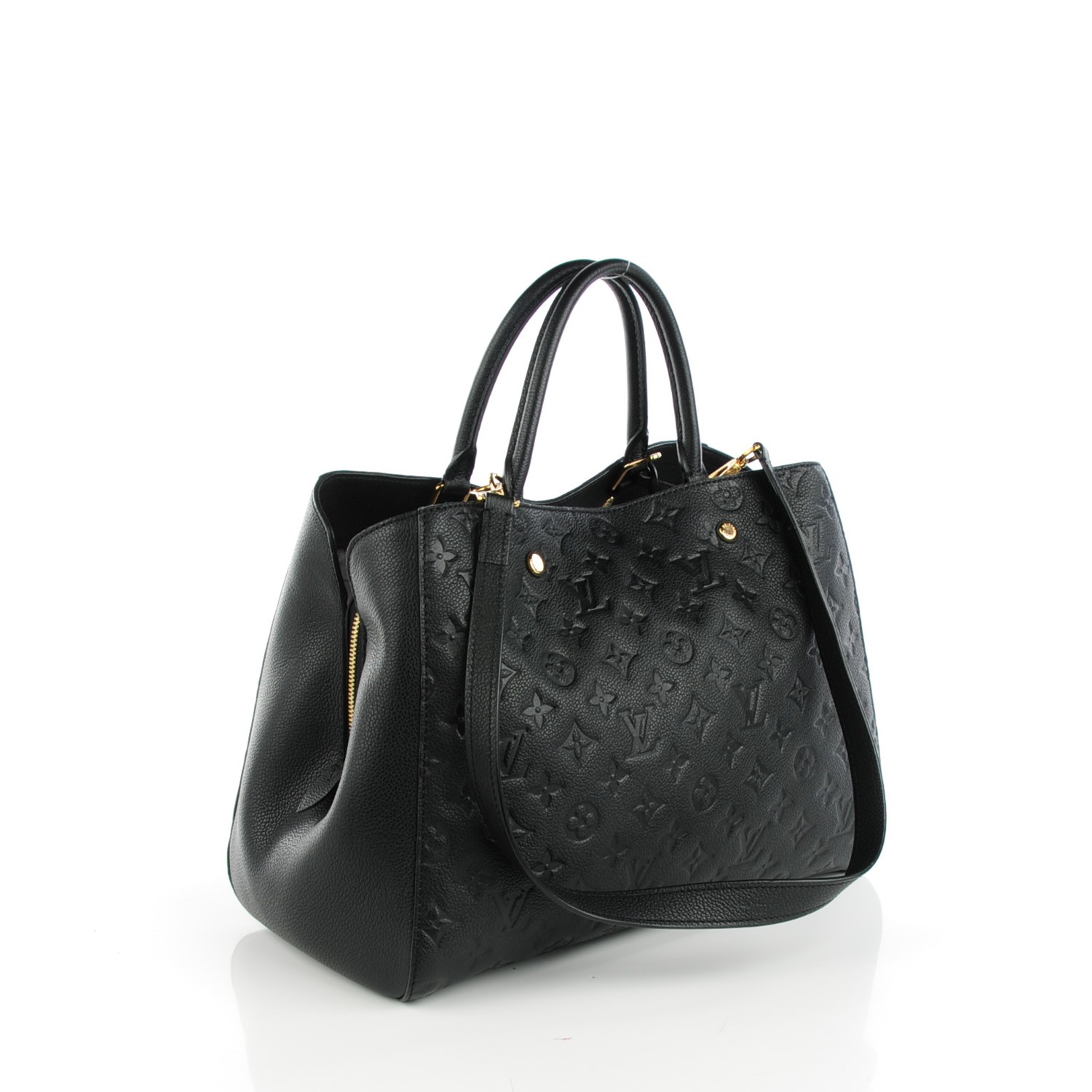 louis vuitton black monogram empreinte montaigne gm bag