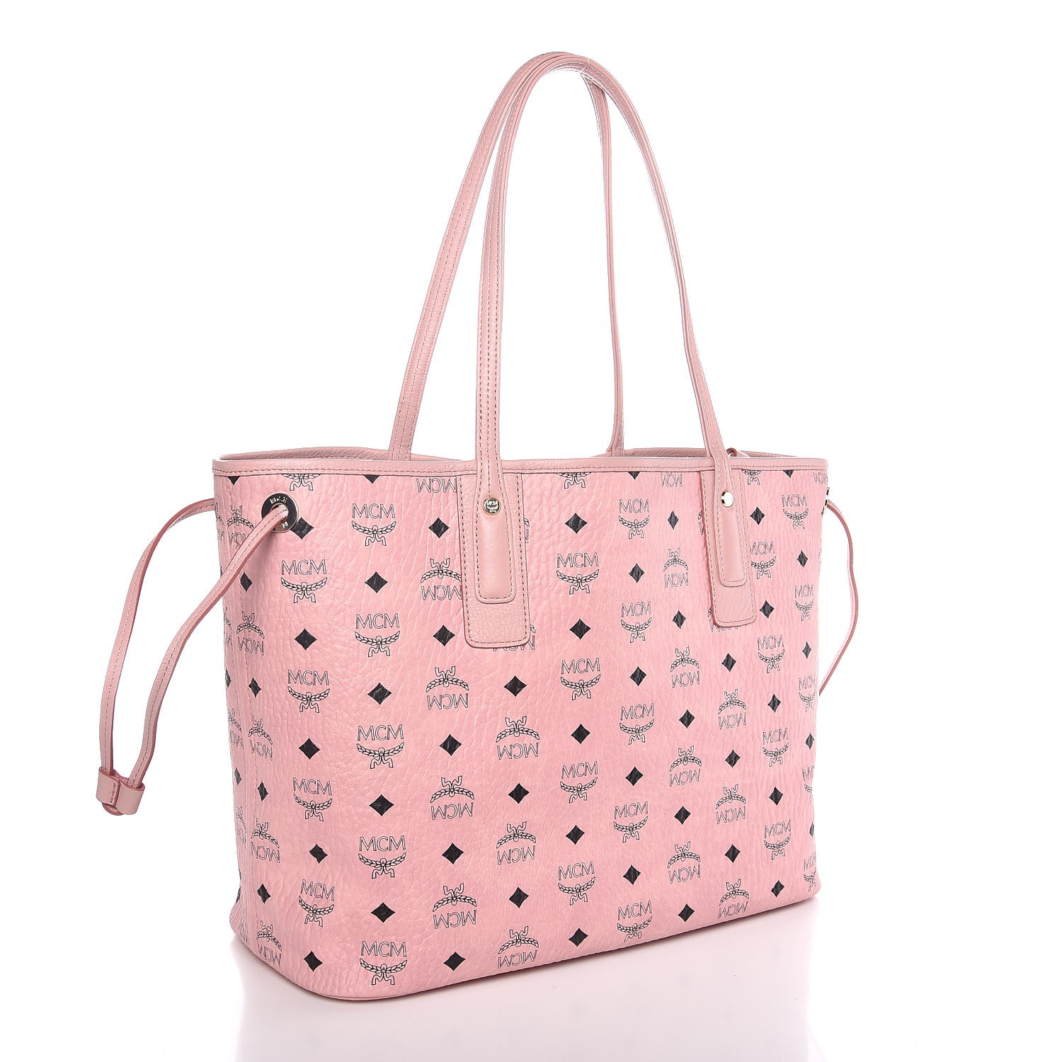 MCM Visetos Medium Liz Reversible Shopper Tote Soft Pink 305902